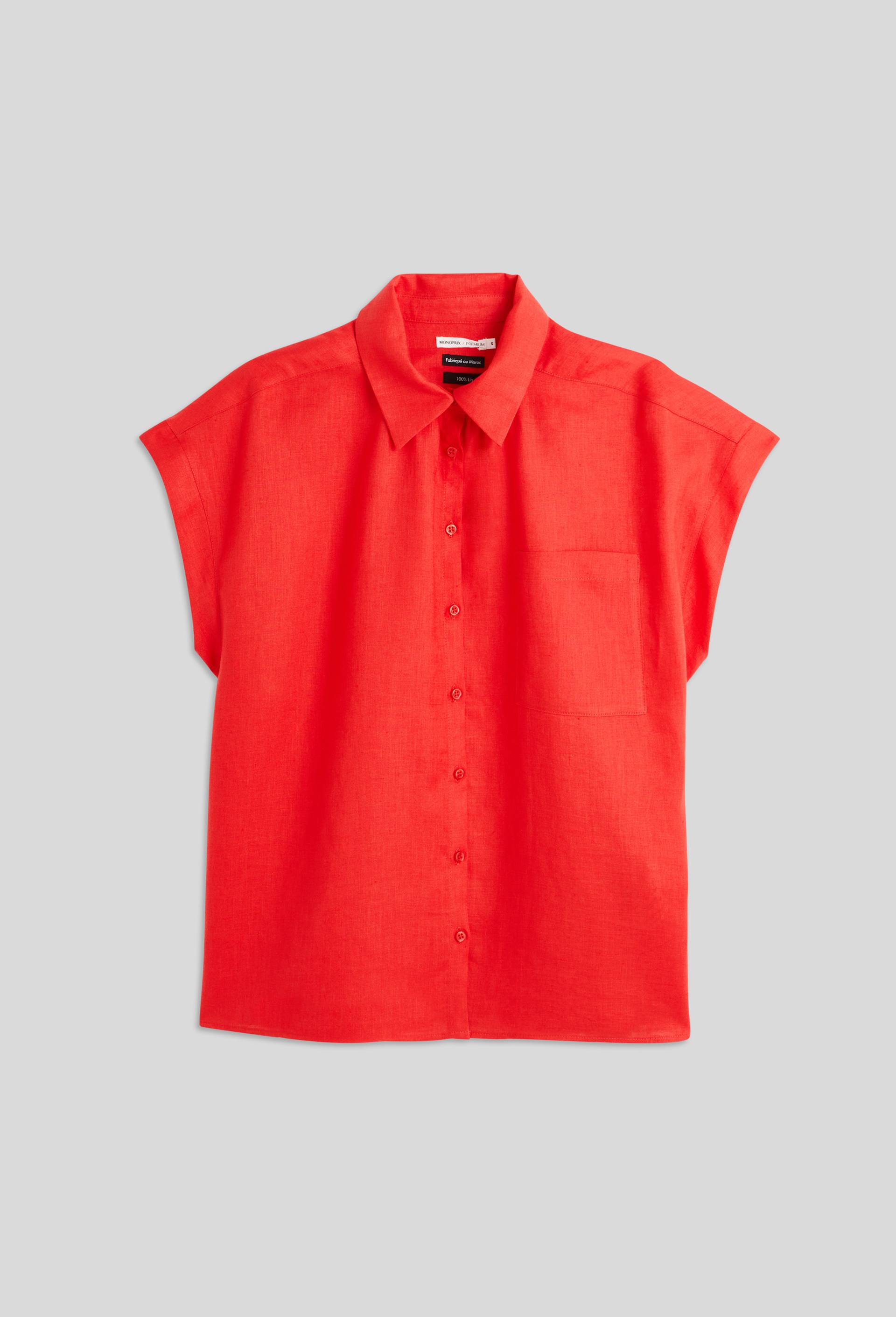 Chemise manches courtes en lin, European Flax, Rouge, large image number 2