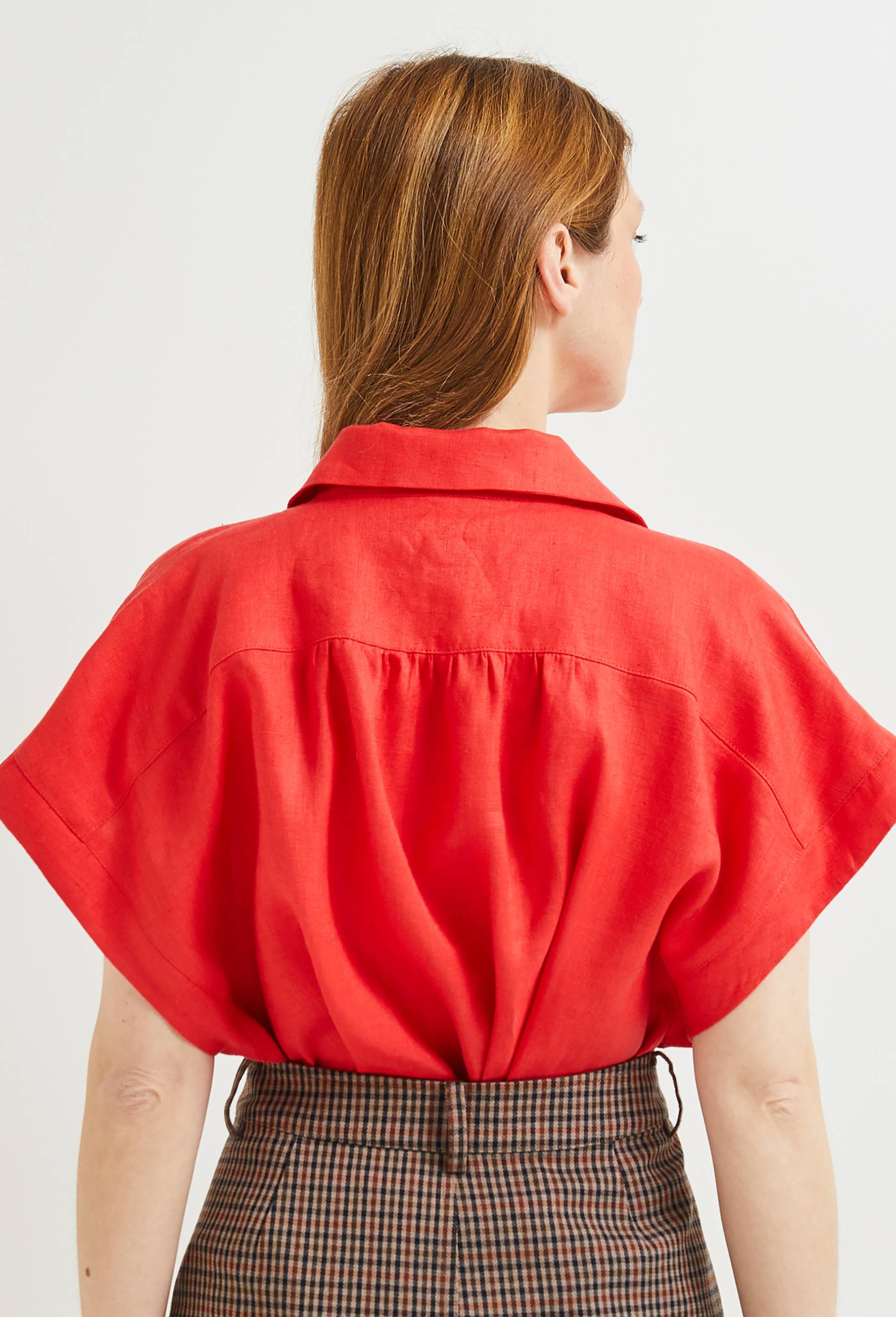 Chemise manches courtes en lin, European Flax, Rouge, large image number 3.0