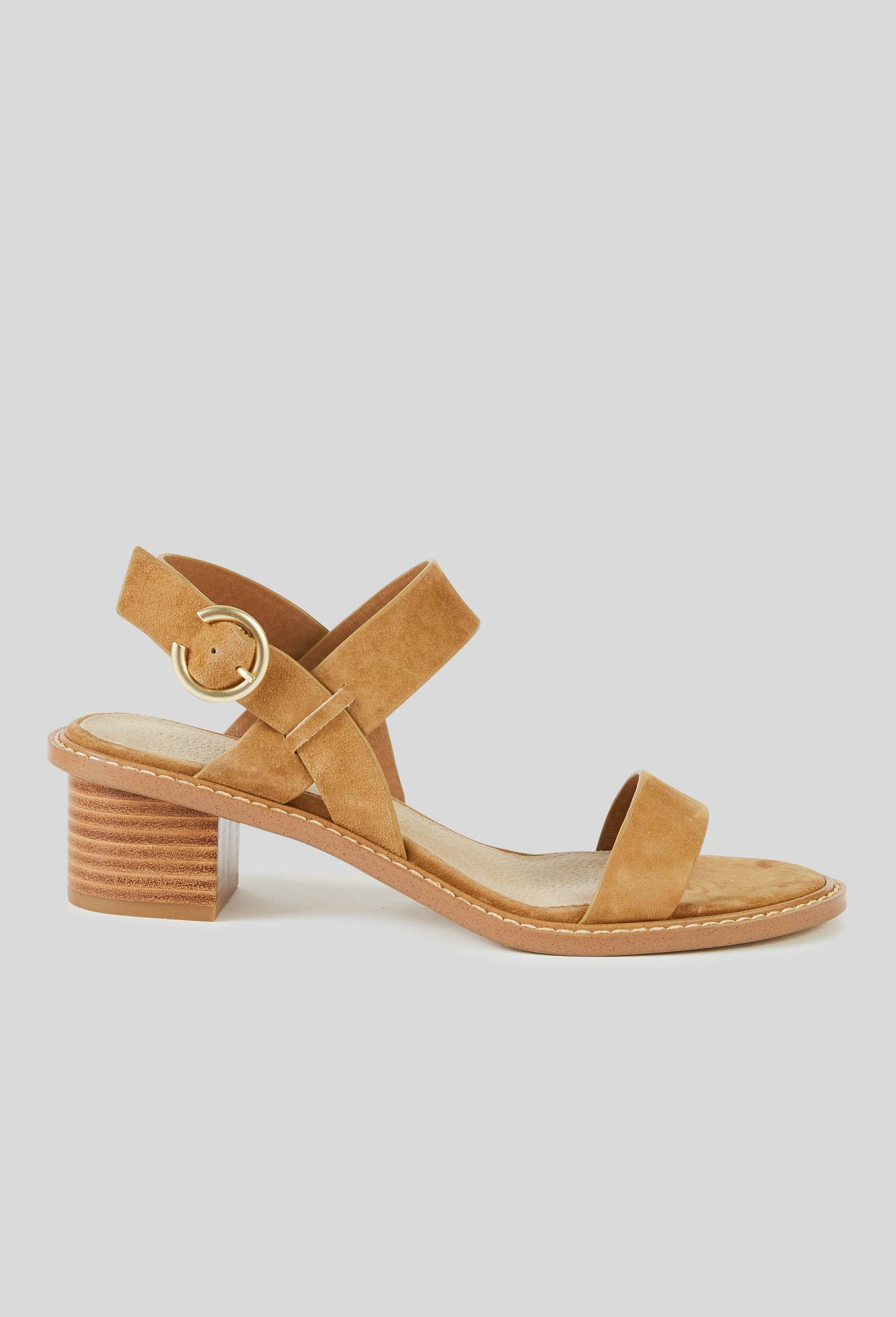 Sandales à talon,croûte de cuir responsable, Beige, large image number 0