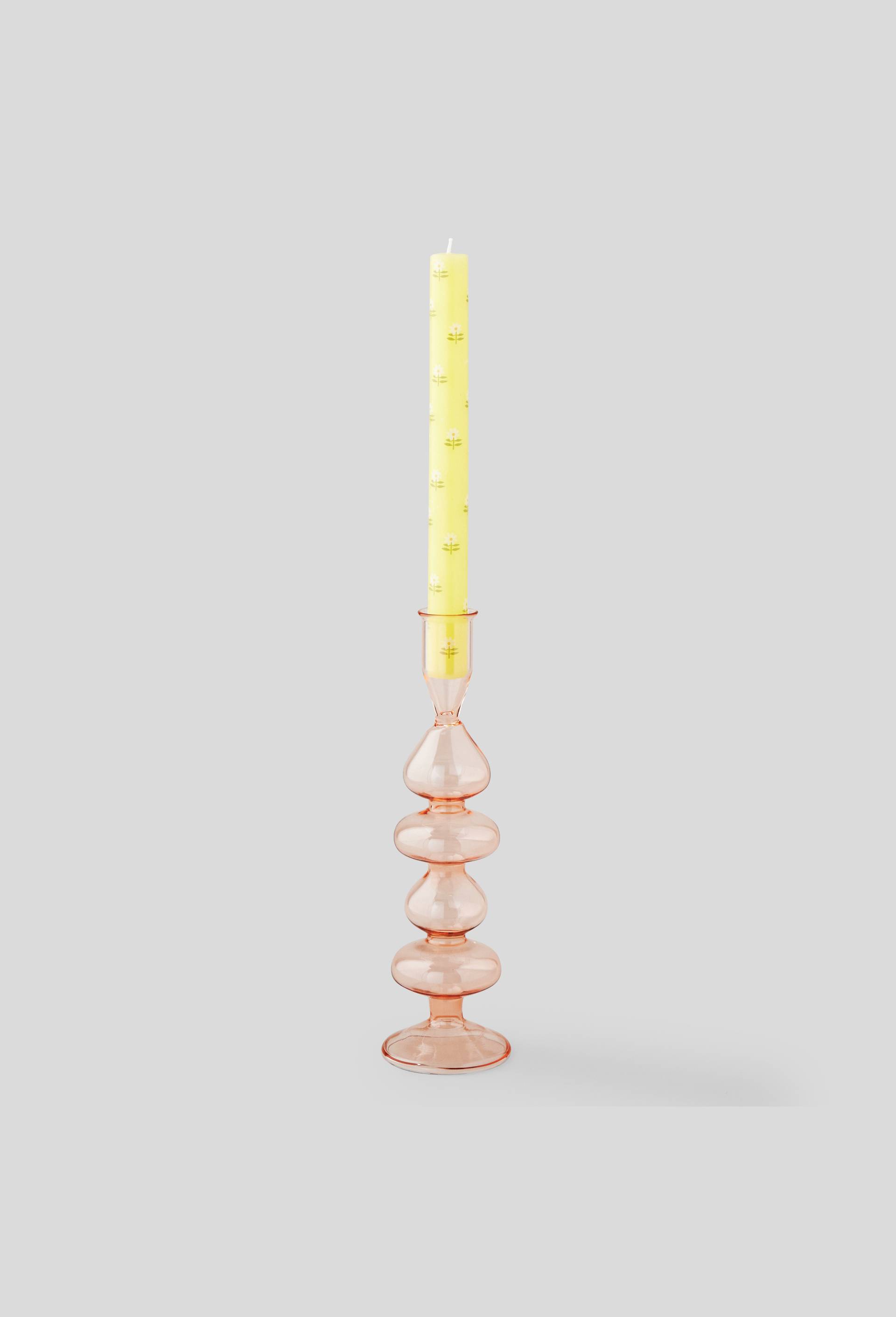 Bougeoir bulles en verre, Rose, large image number 0