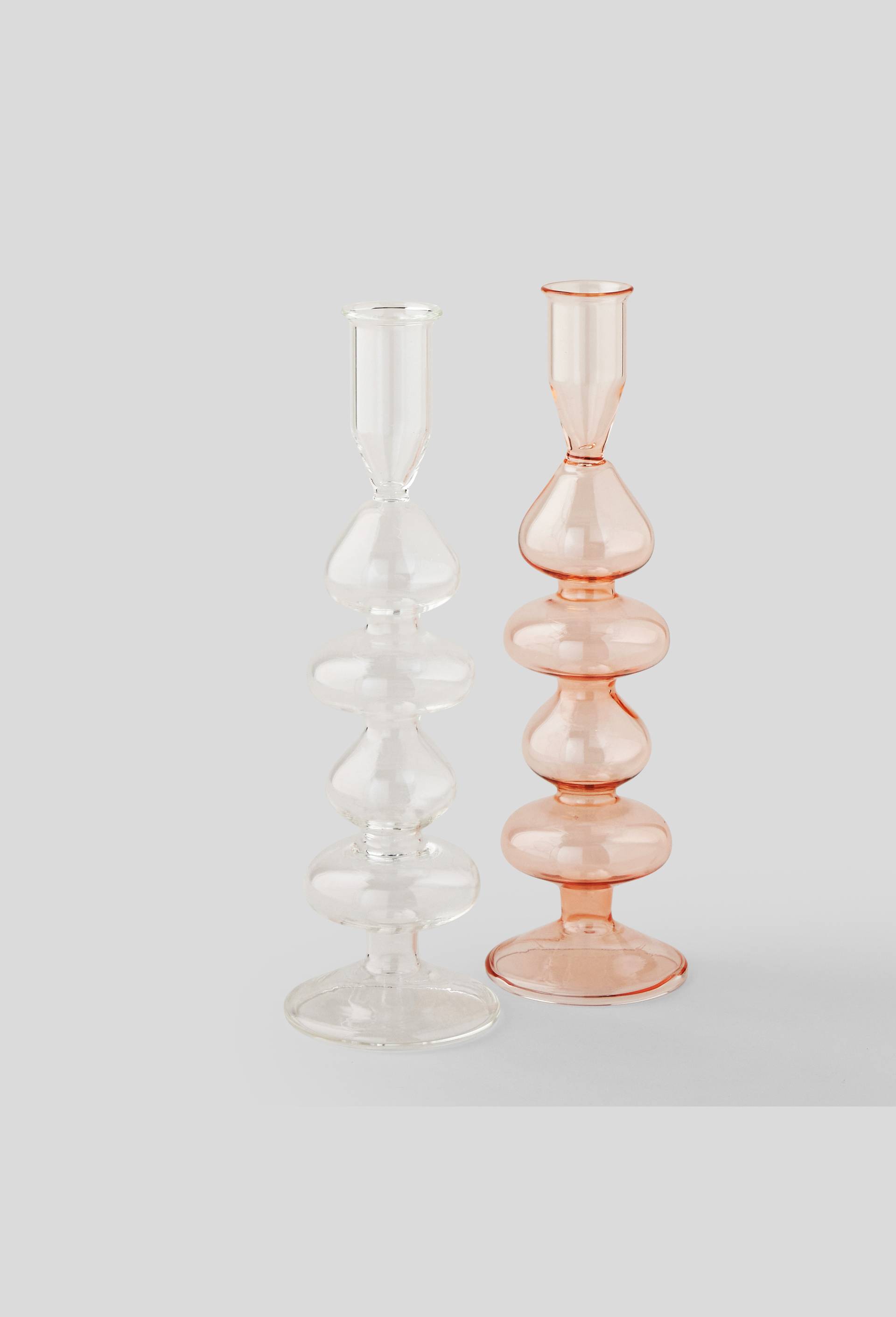 Bougeoir bulles en verre, Rose, large image number 1