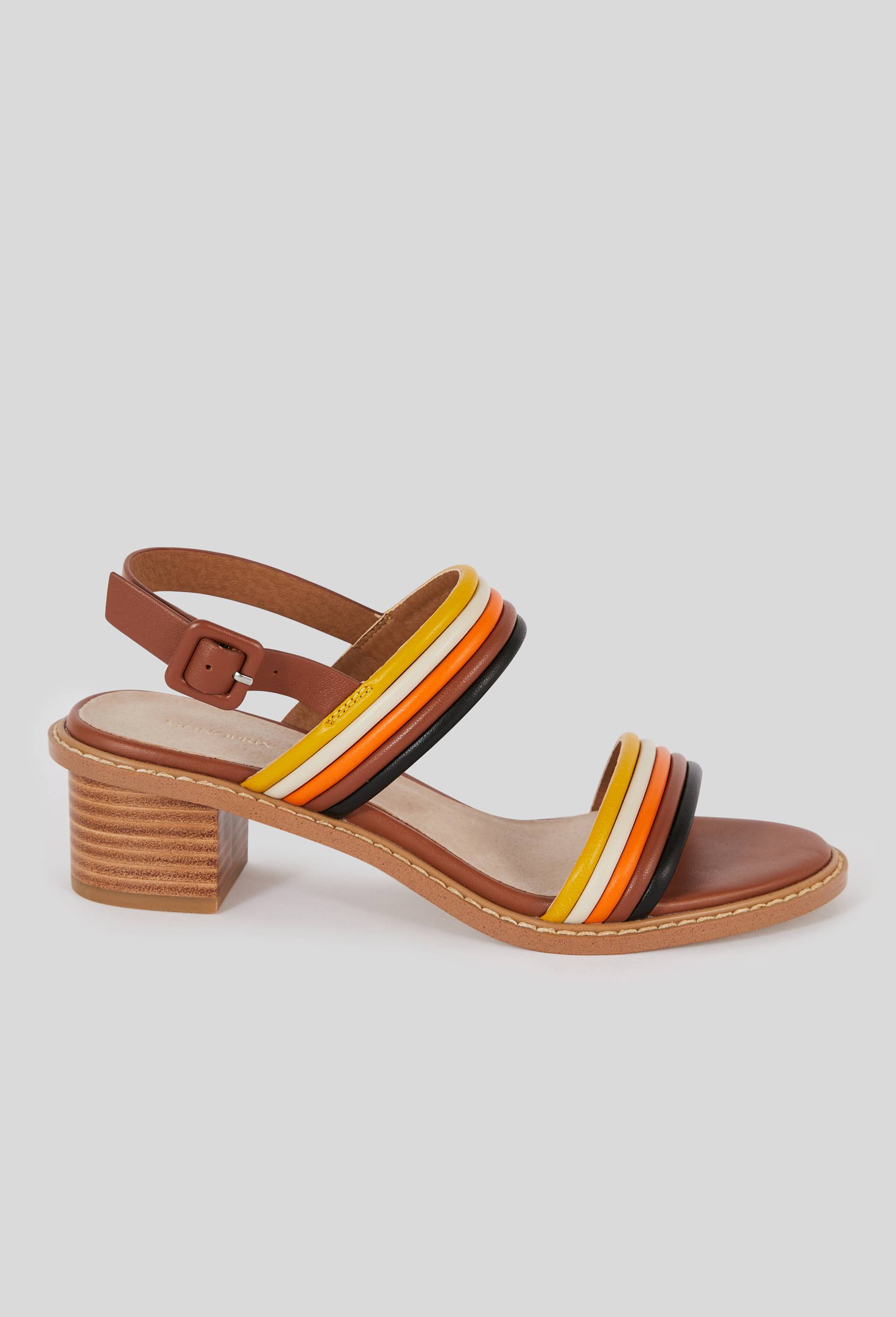 Sandales à talon ,cuir responsable, Multicolore, large image number 0.0