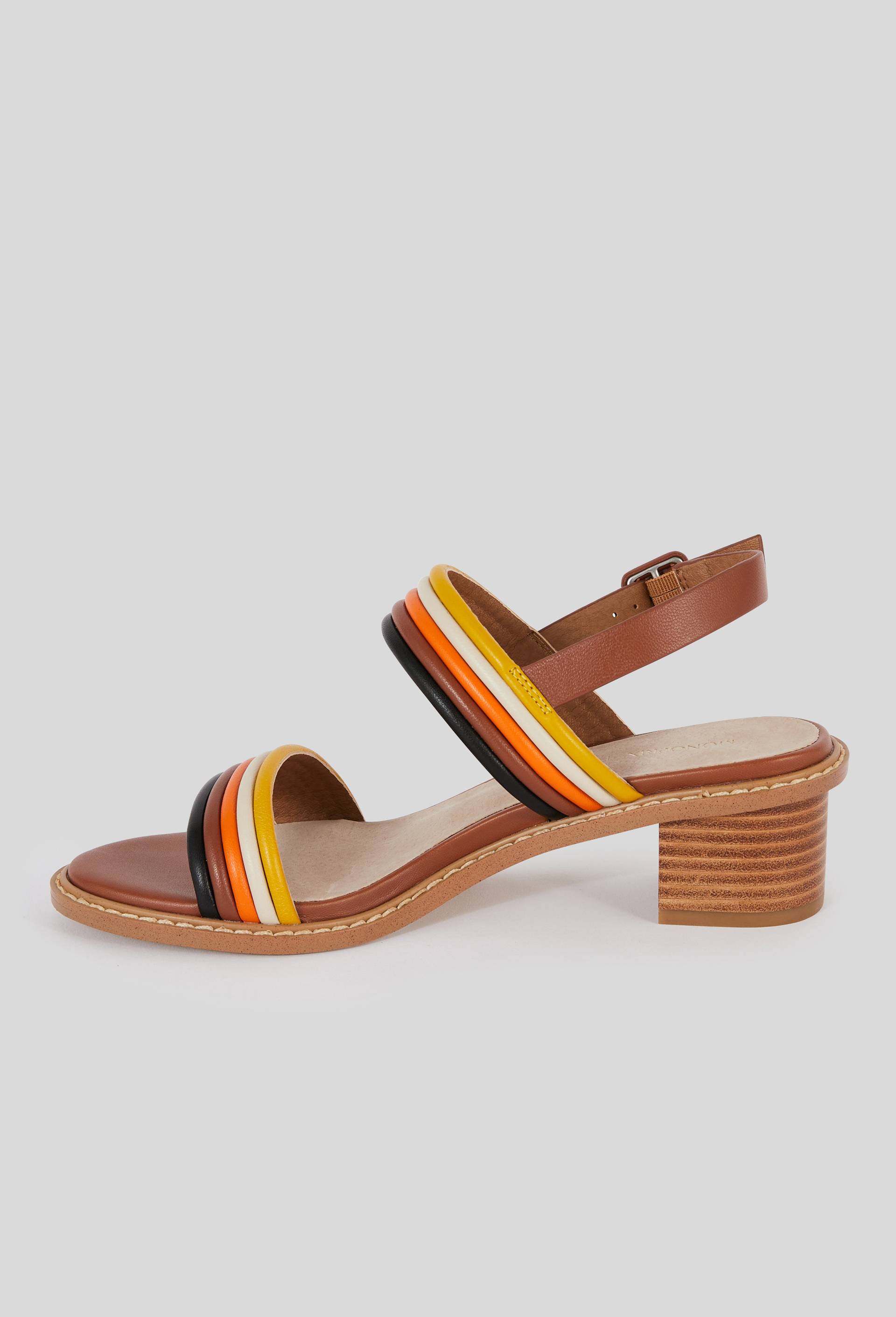 Sandales à talon ,cuir responsable, Multicolore, large image number 1