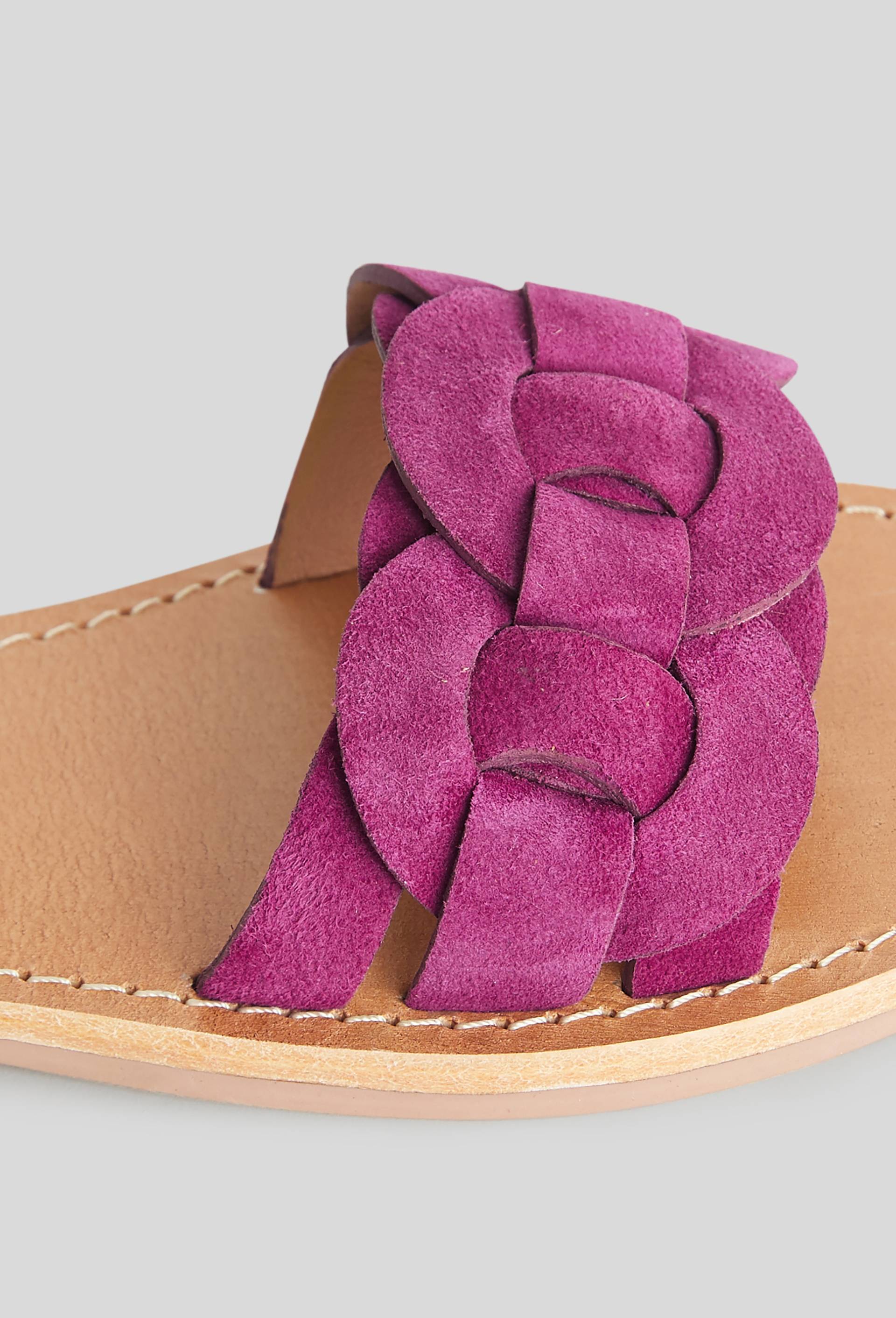Claquettes ,croûte de cuir responsable, Violet, large image number 2.0
