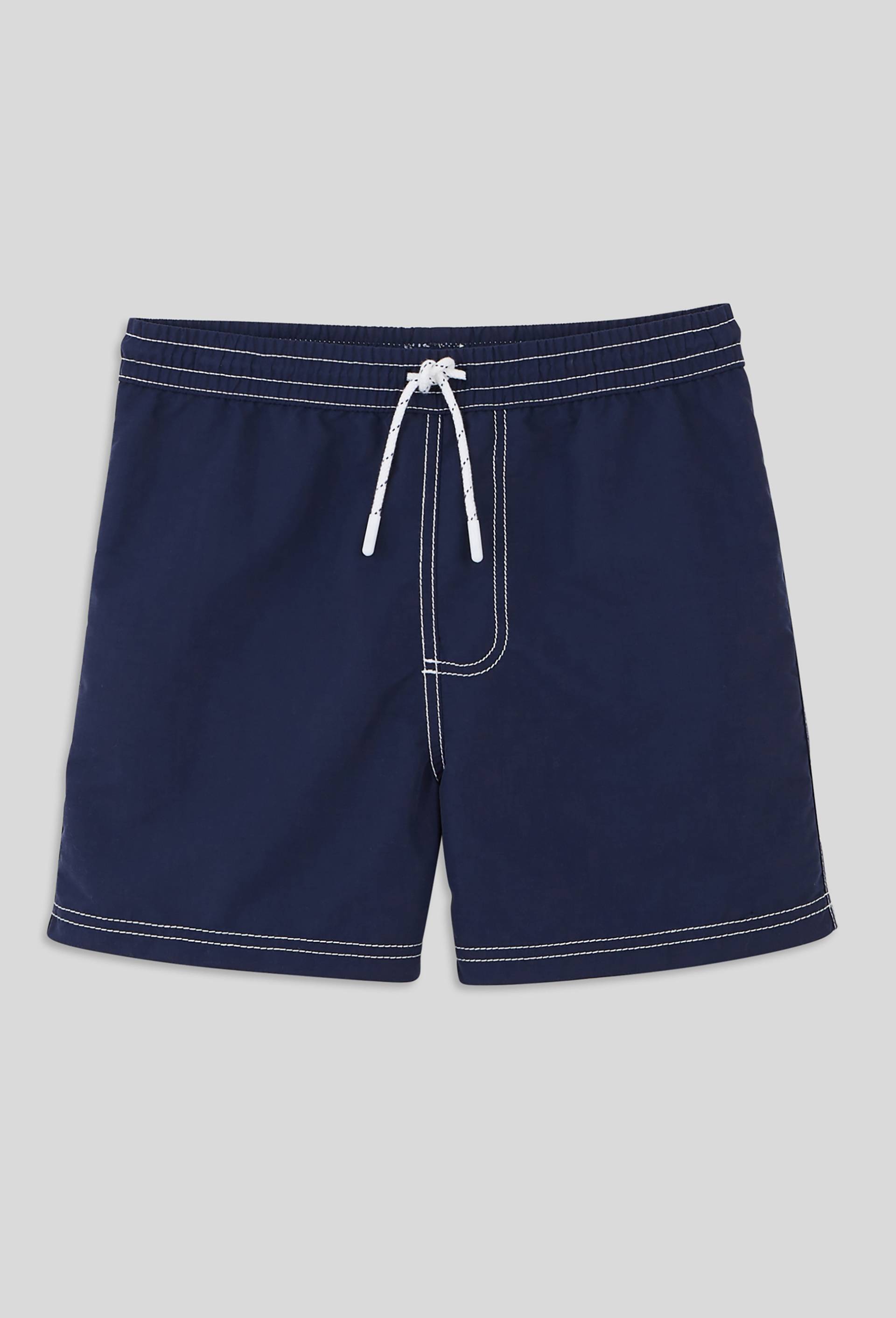 Short de bain surpiqué uni, certifié OEKO-TEX, Bleu foncé, large image number 0.0