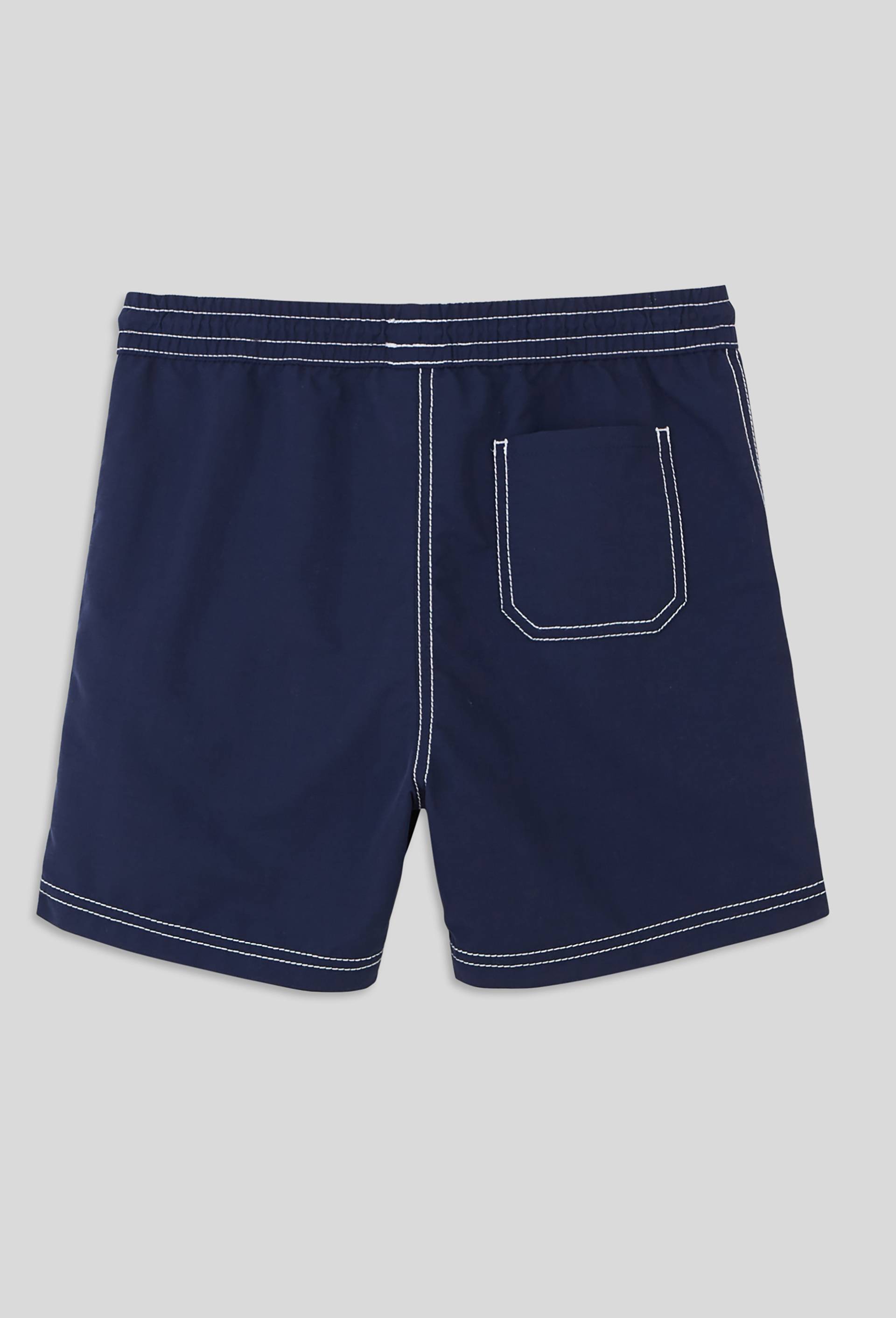 Short de bain surpiqué uni, certifié OEKO-TEX, Bleu foncé, large image number 1.0