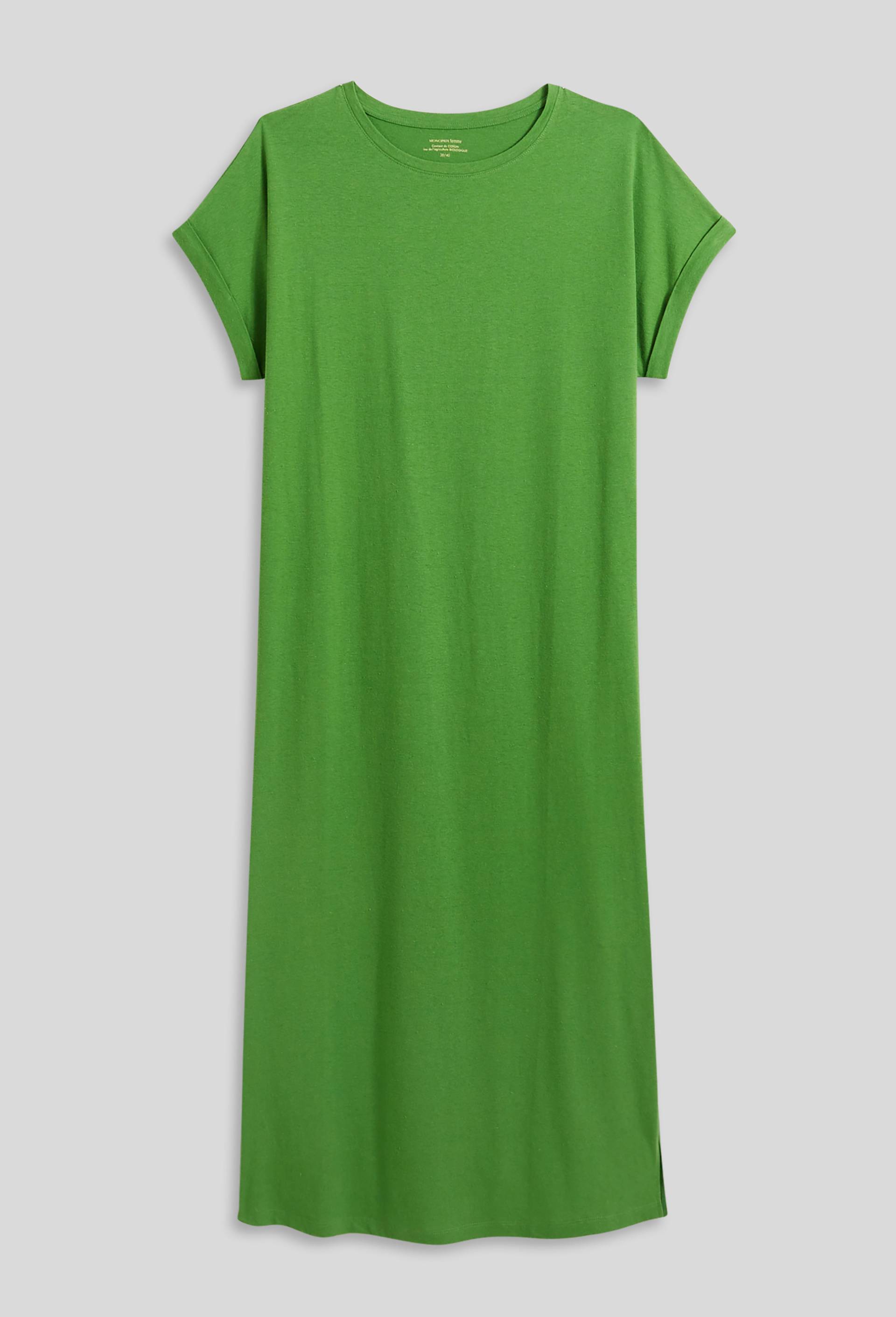 Chemise de nuit longue en coton et lin, Bio, Vert, large image number 2.0