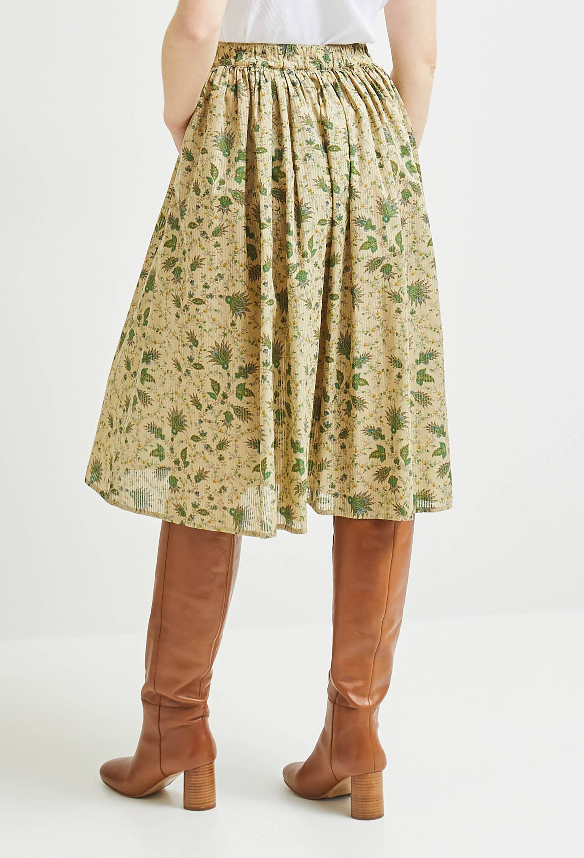 Jupe midi boutonnée, Oeko-Tex, Beige clair, large image number 1