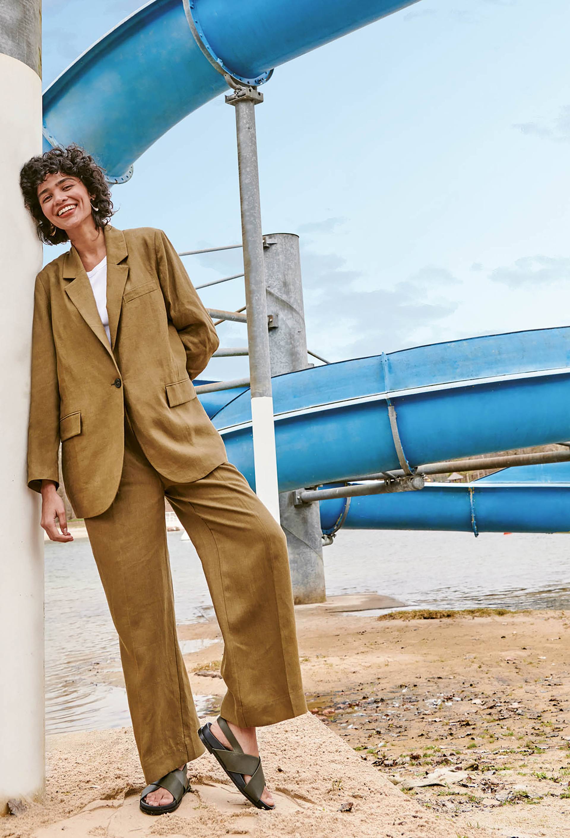Blazer en lin, european flax, Beige foncé, large image number 0.0