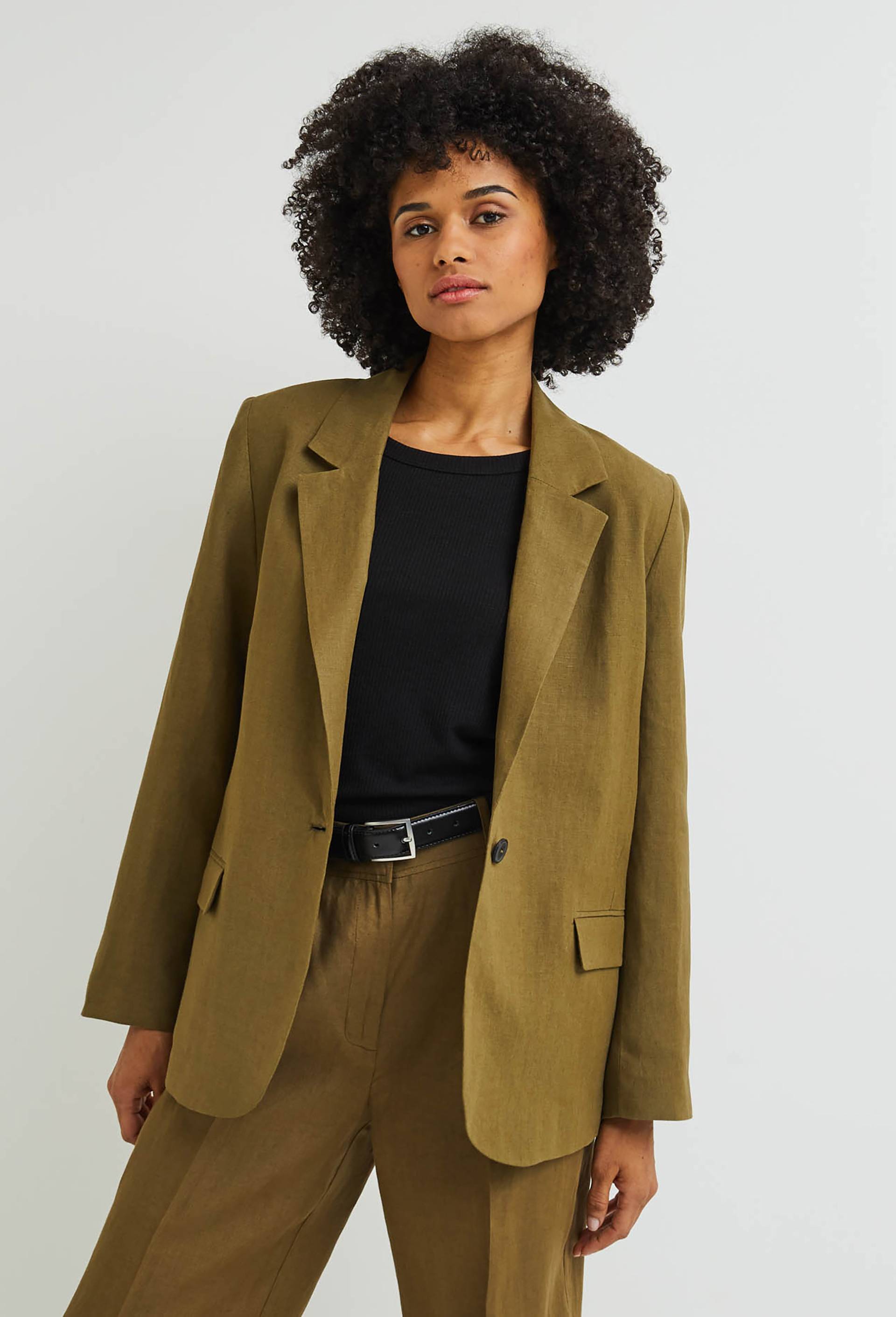 Blazer en lin, european flax, Beige foncé, large image number 1.0