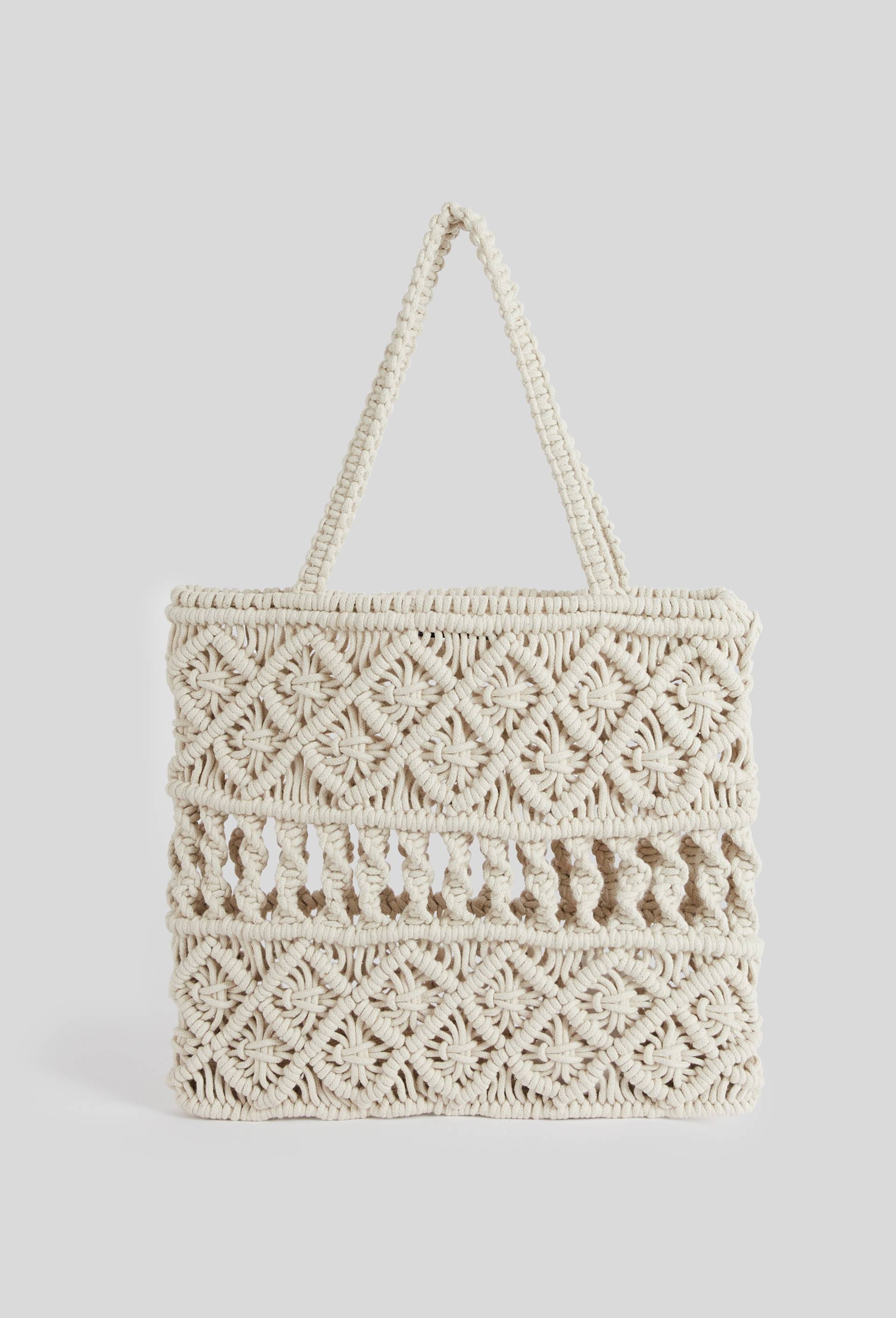 Sac macramé en crochet, Beige clair, large image number 1