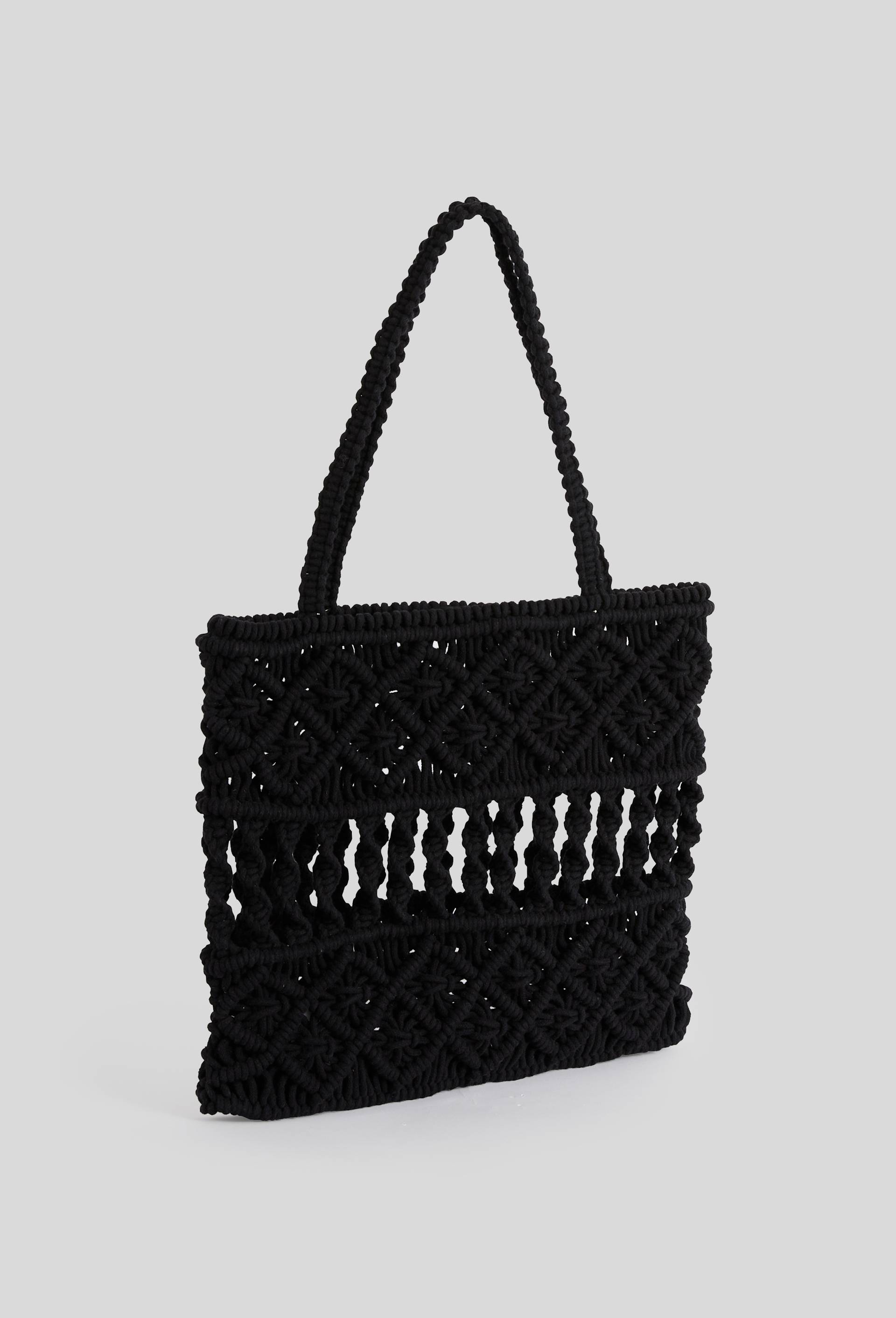 Sac macram&eacute; en crochet, Noir, large image number 0