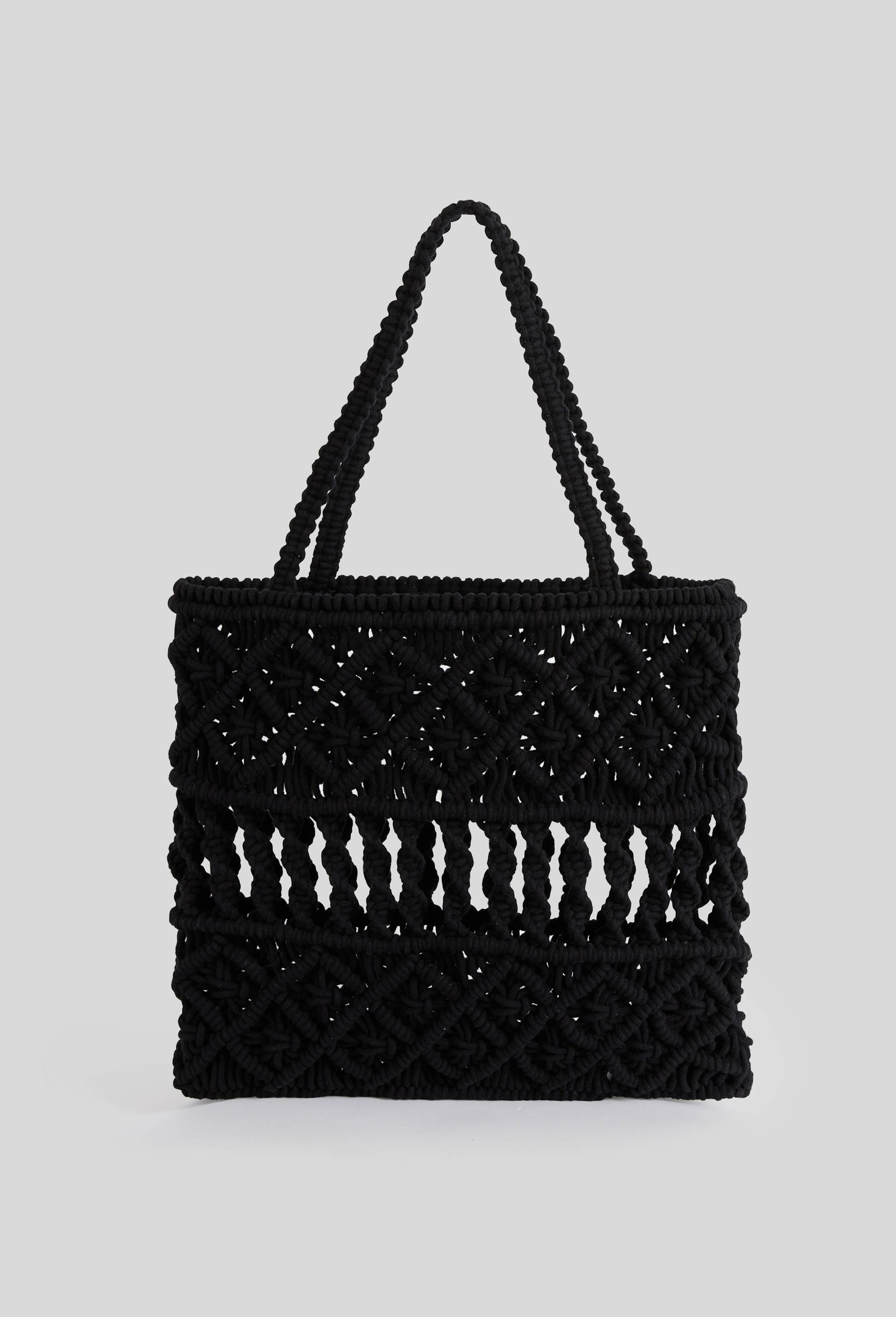 Sac macram&eacute; en crochet, Noir, large image number 1