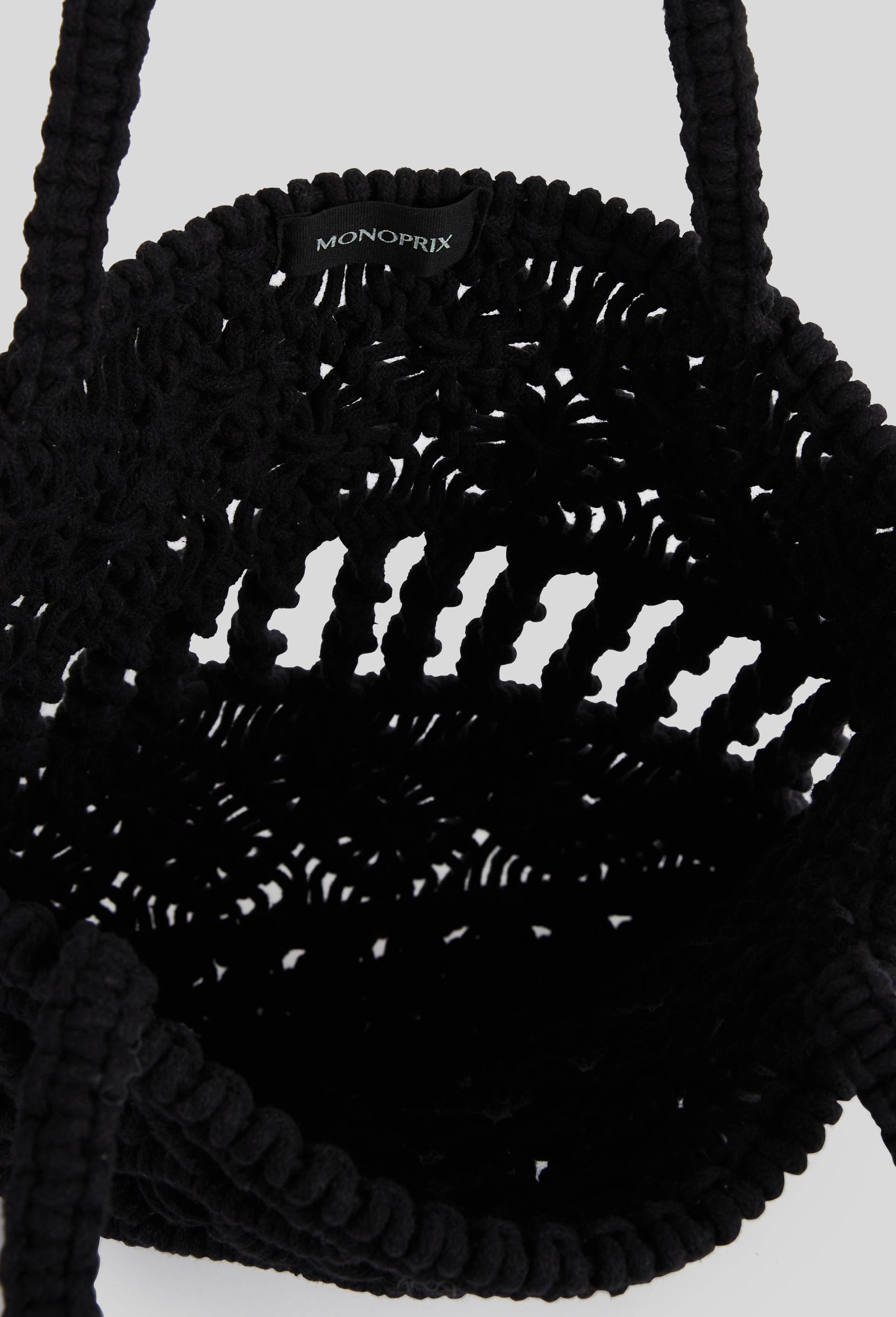 Sac macram&eacute; en crochet, Noir, large image number 2