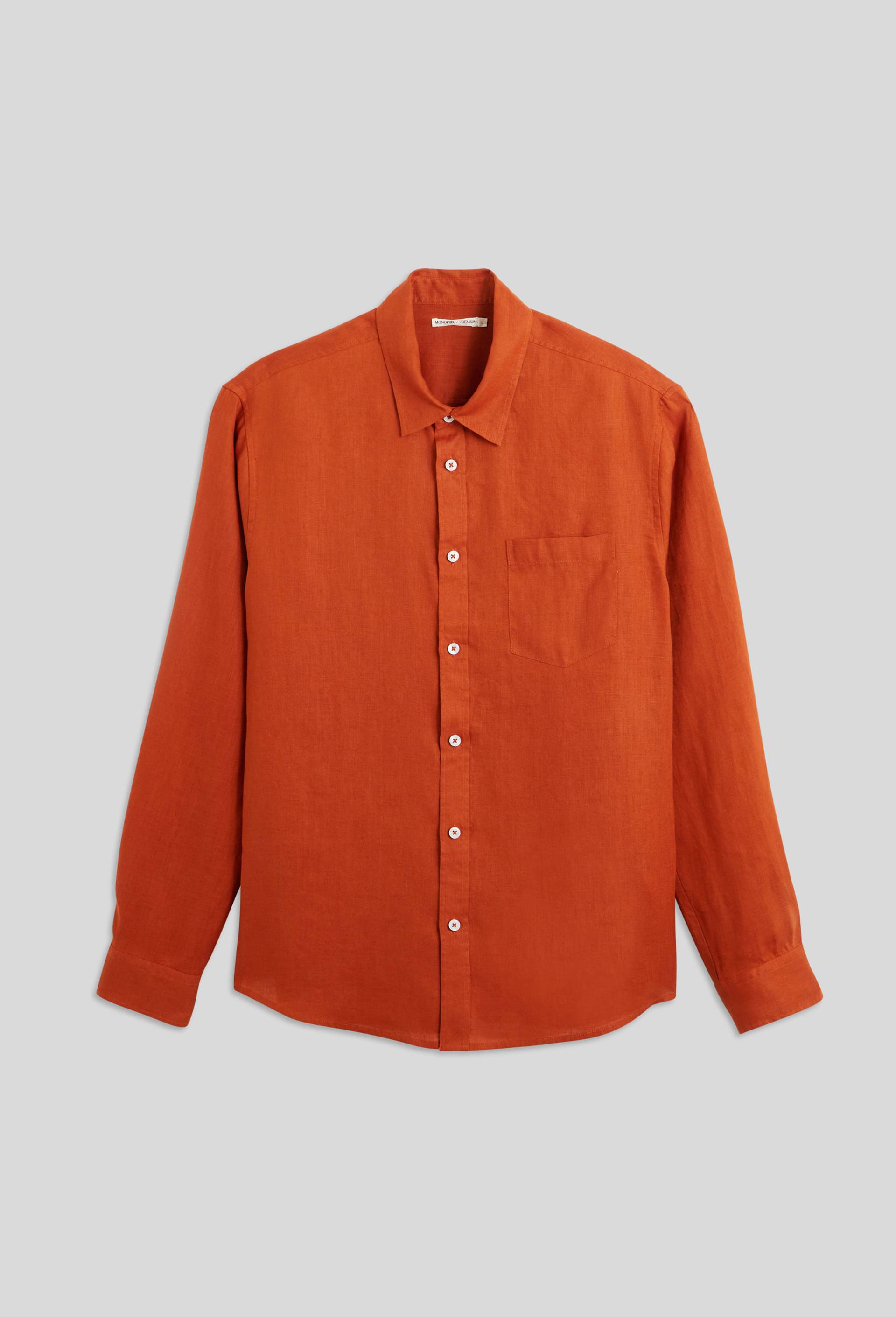 Chemise manches longues en lin, Orange foncé, large image number 2.0