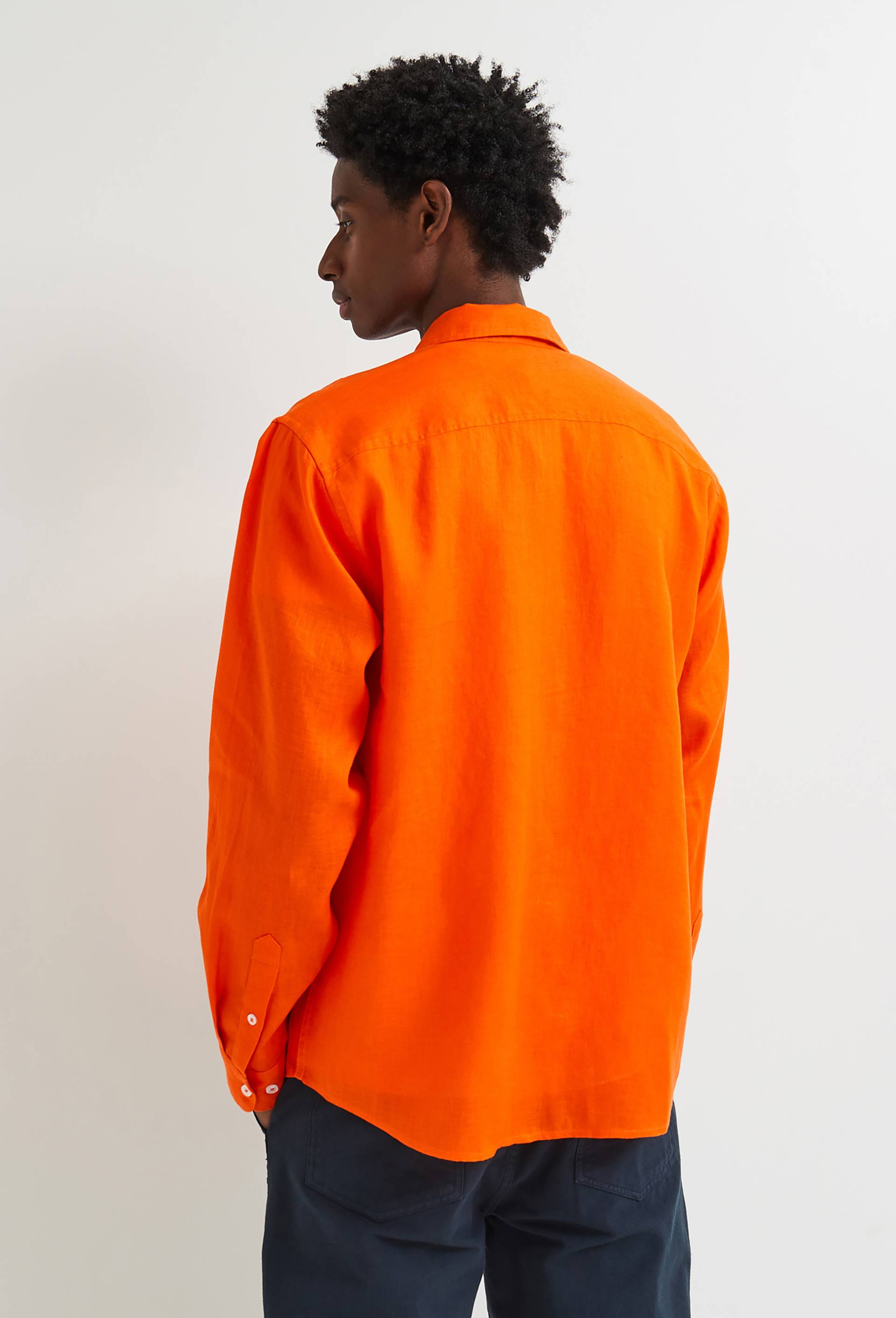 Chemise manches longues en lin, Orange, large image number 1