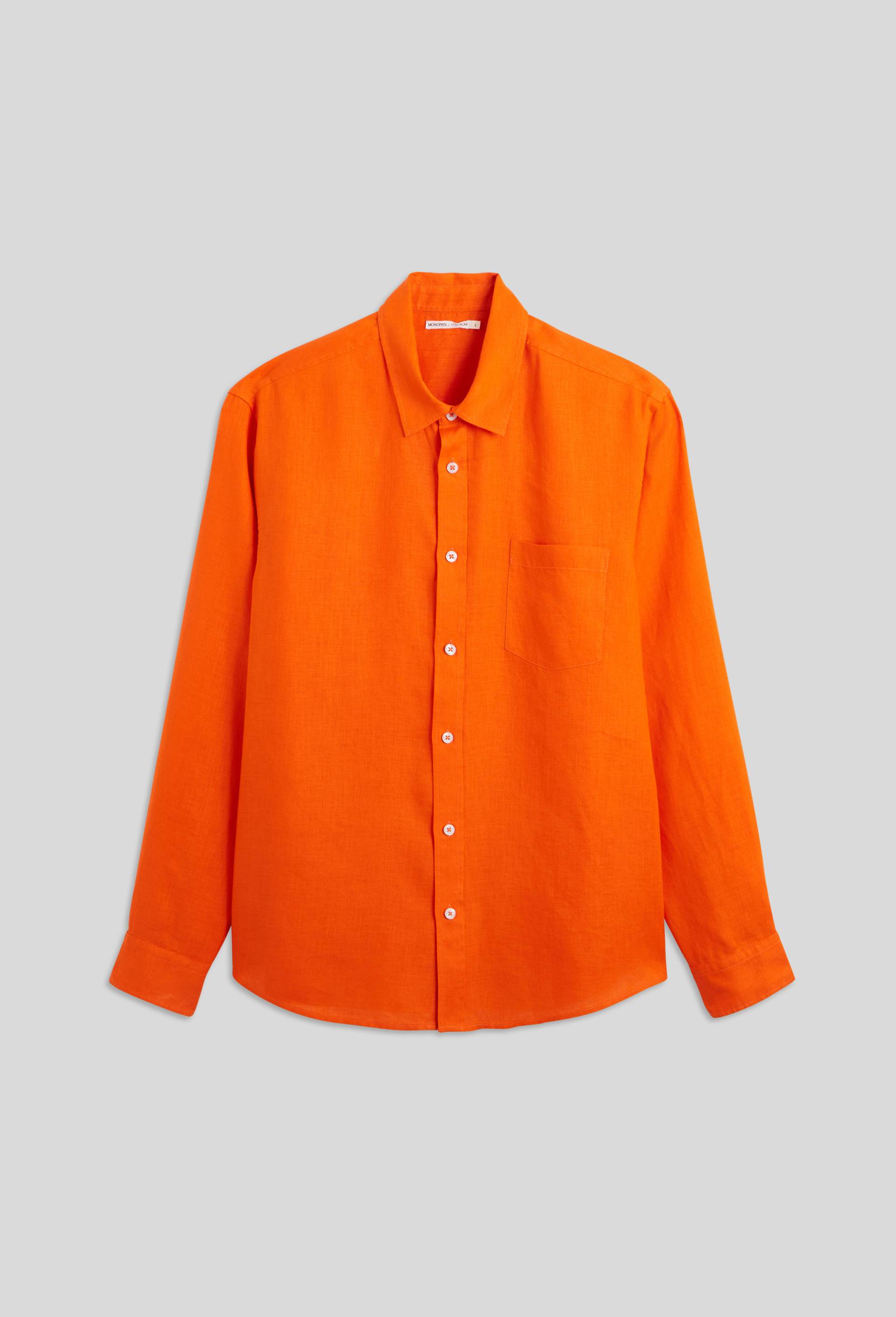 Chemise manches longues en lin, Orange, large image number 2