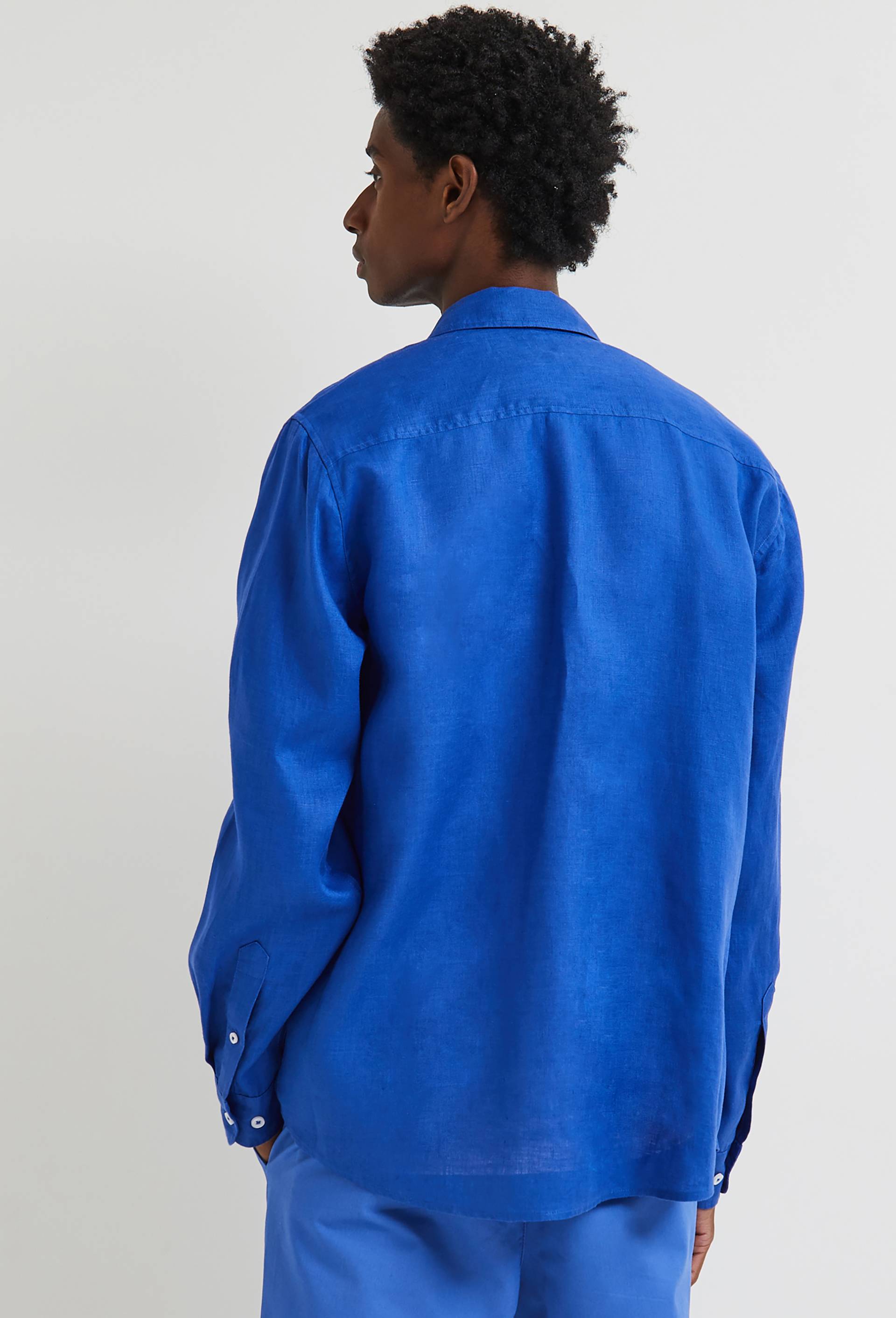 Chemise manches longues en lin, Bleu, large image number 1