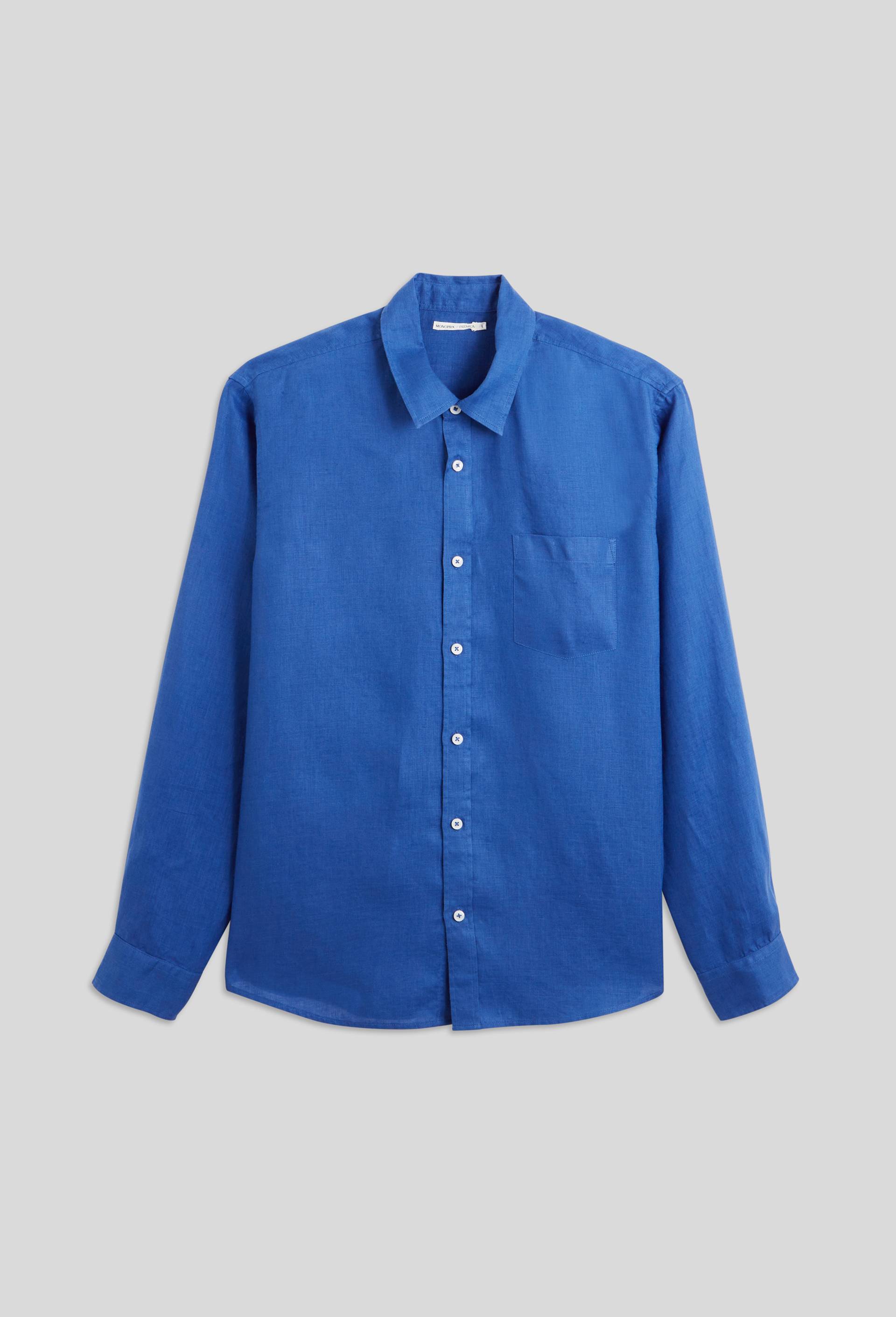 Chemise manches longues en lin, Bleu, large image number 2