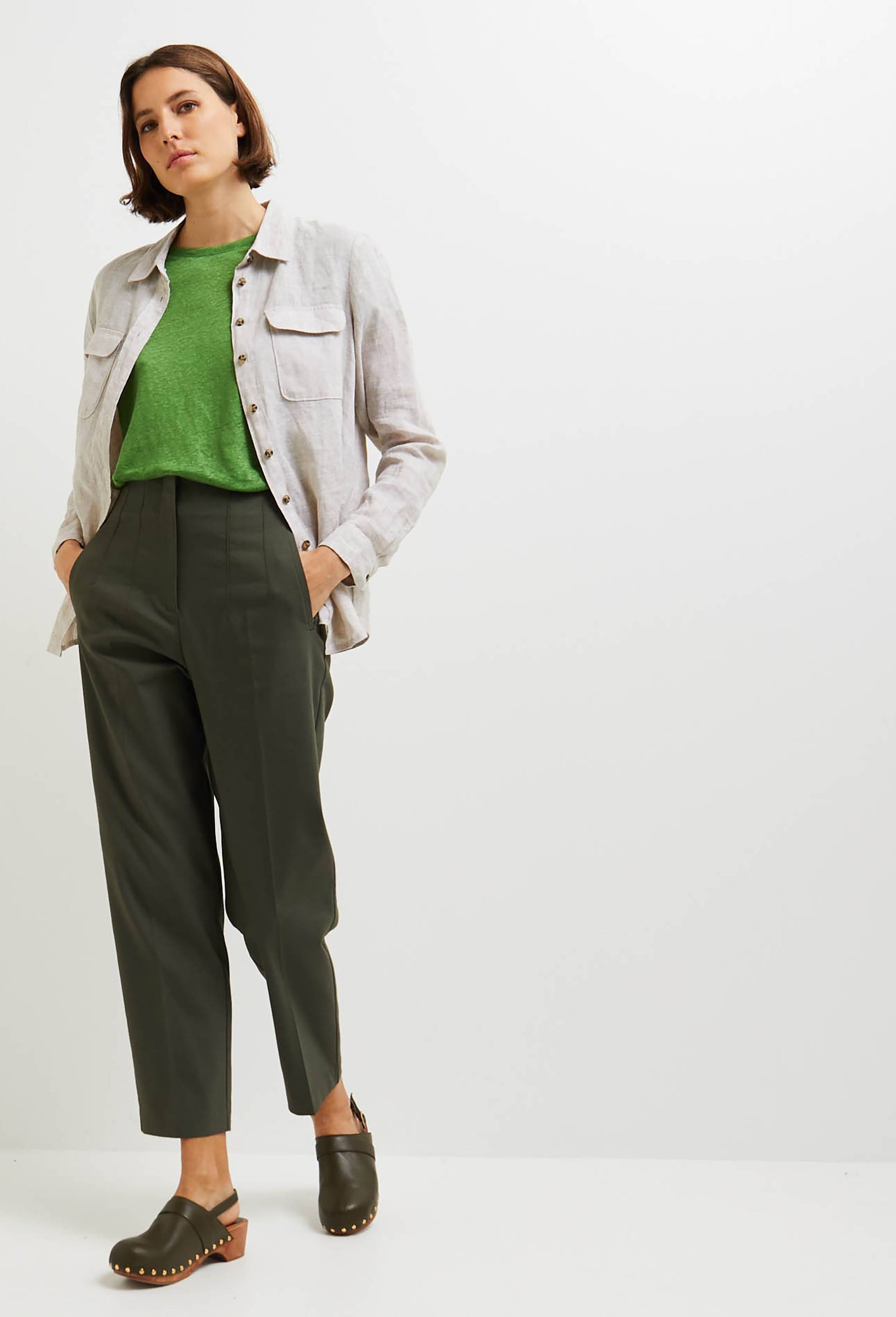 Pantalon taille haute, Vert foncé, large image number 0.0