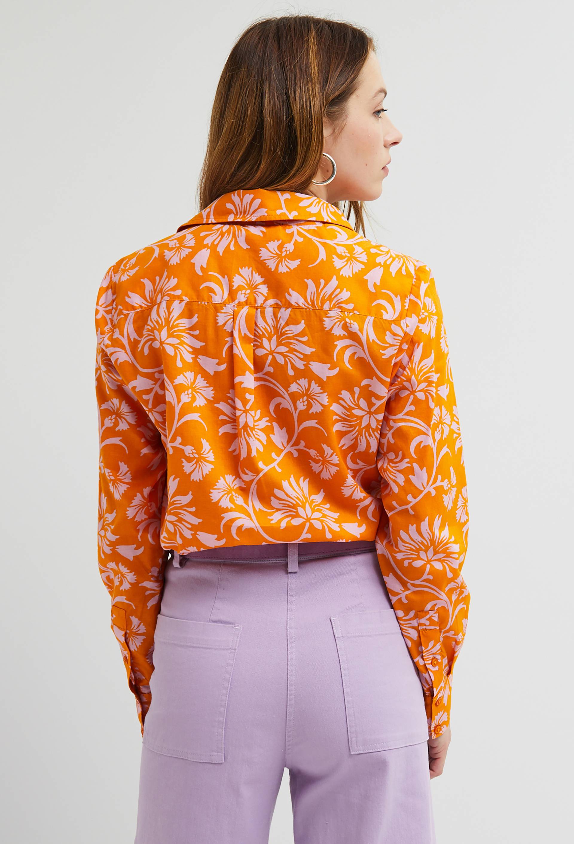 Chemise imprimée, Coton BIO, Orange clair, large image number 1