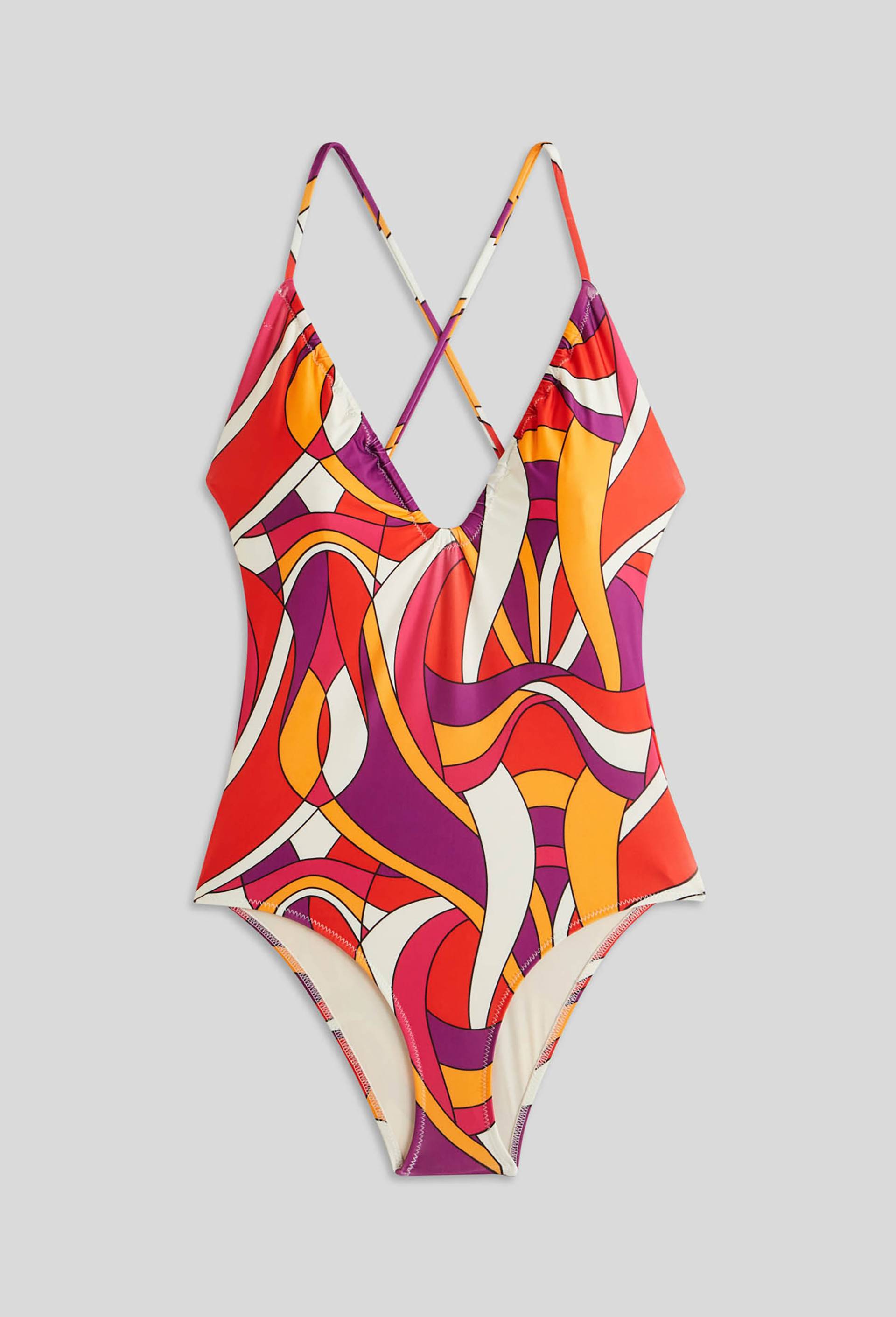 Maillot de bain 1 pièce, Oeko-Tex et matière recyclée, Orange, large image number 2.0