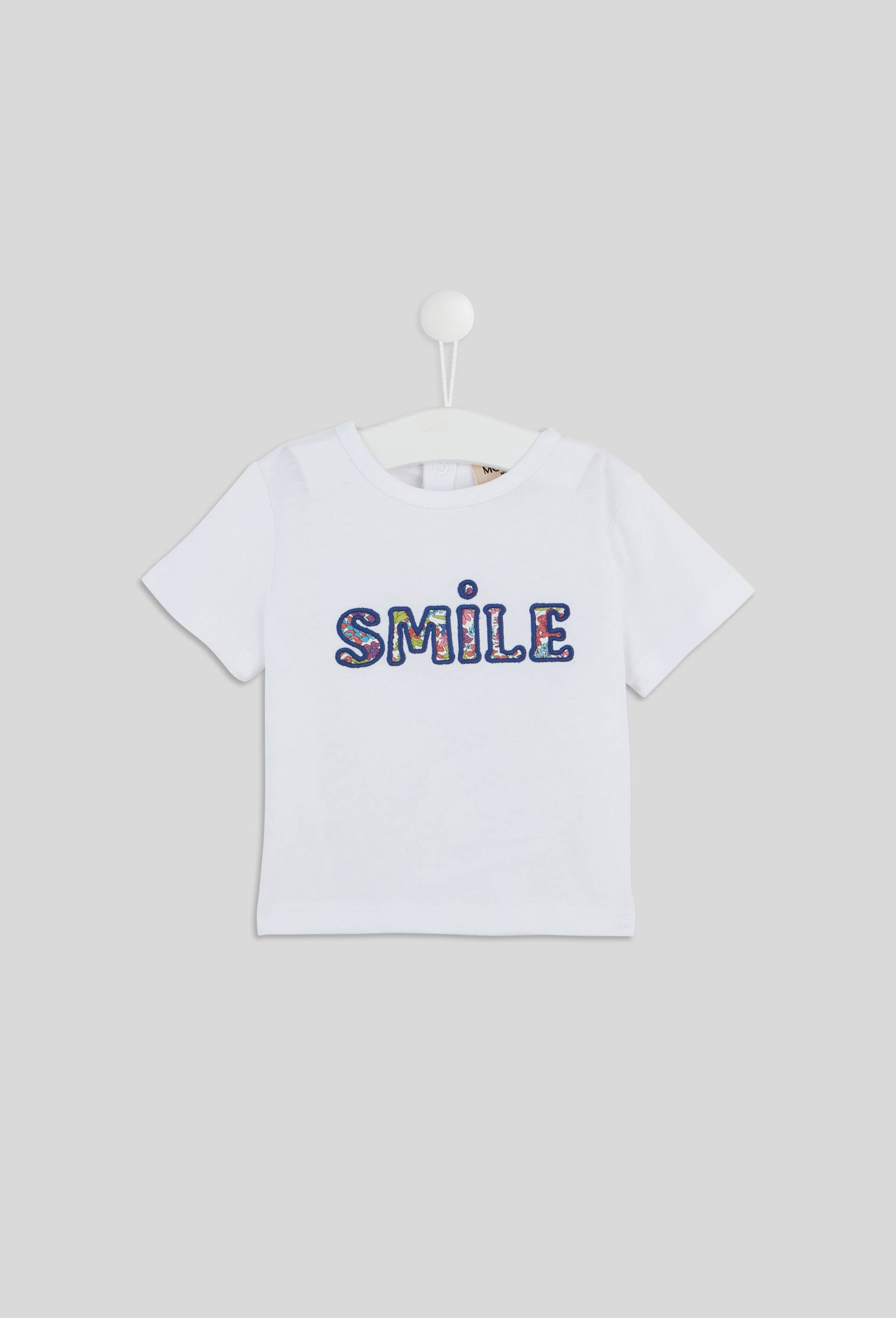 T-shirt smile Made With Liberty Fabric, Blanc, large image number 0