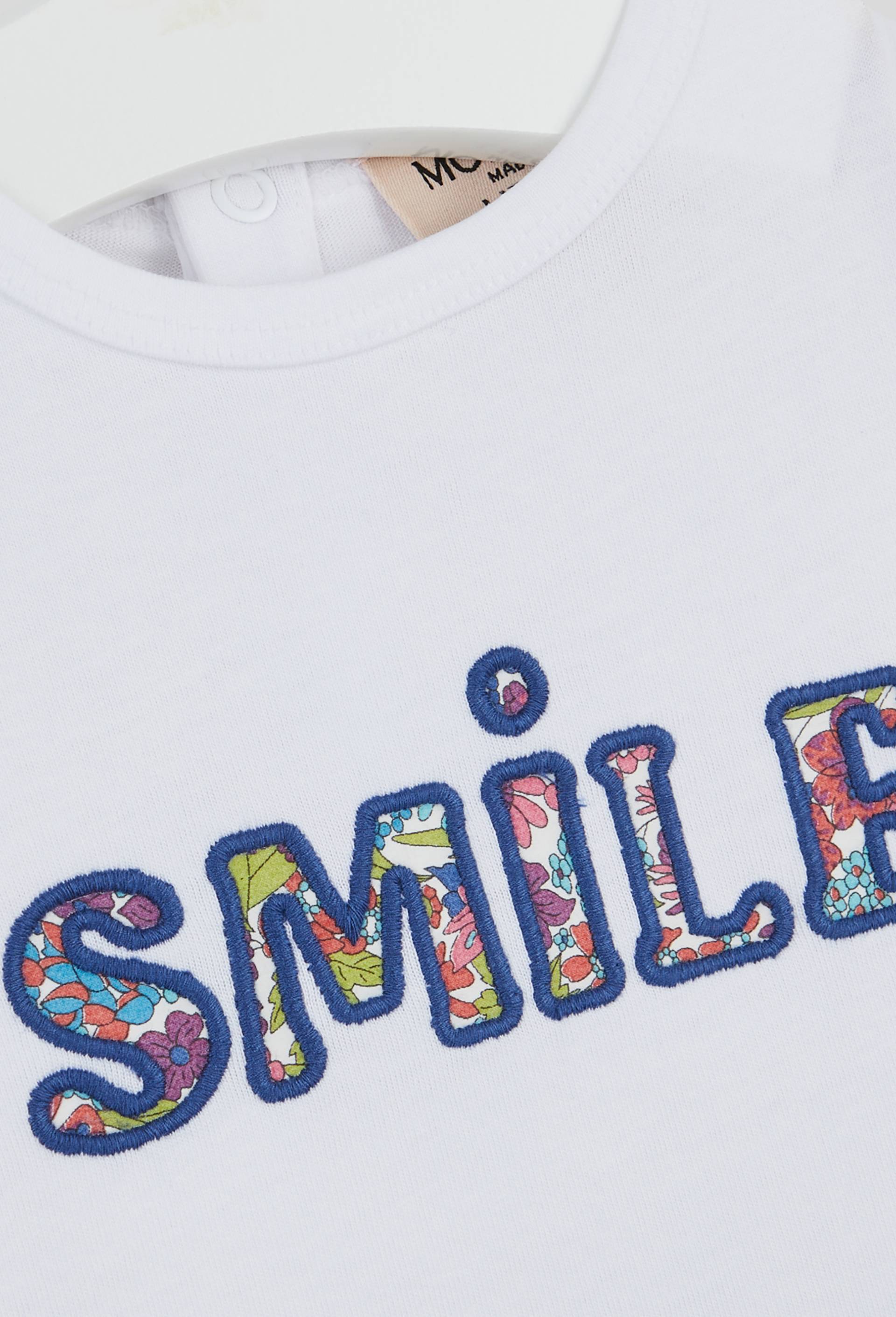 T-shirt smile Made With Liberty Fabric, Blanc, large image number 2