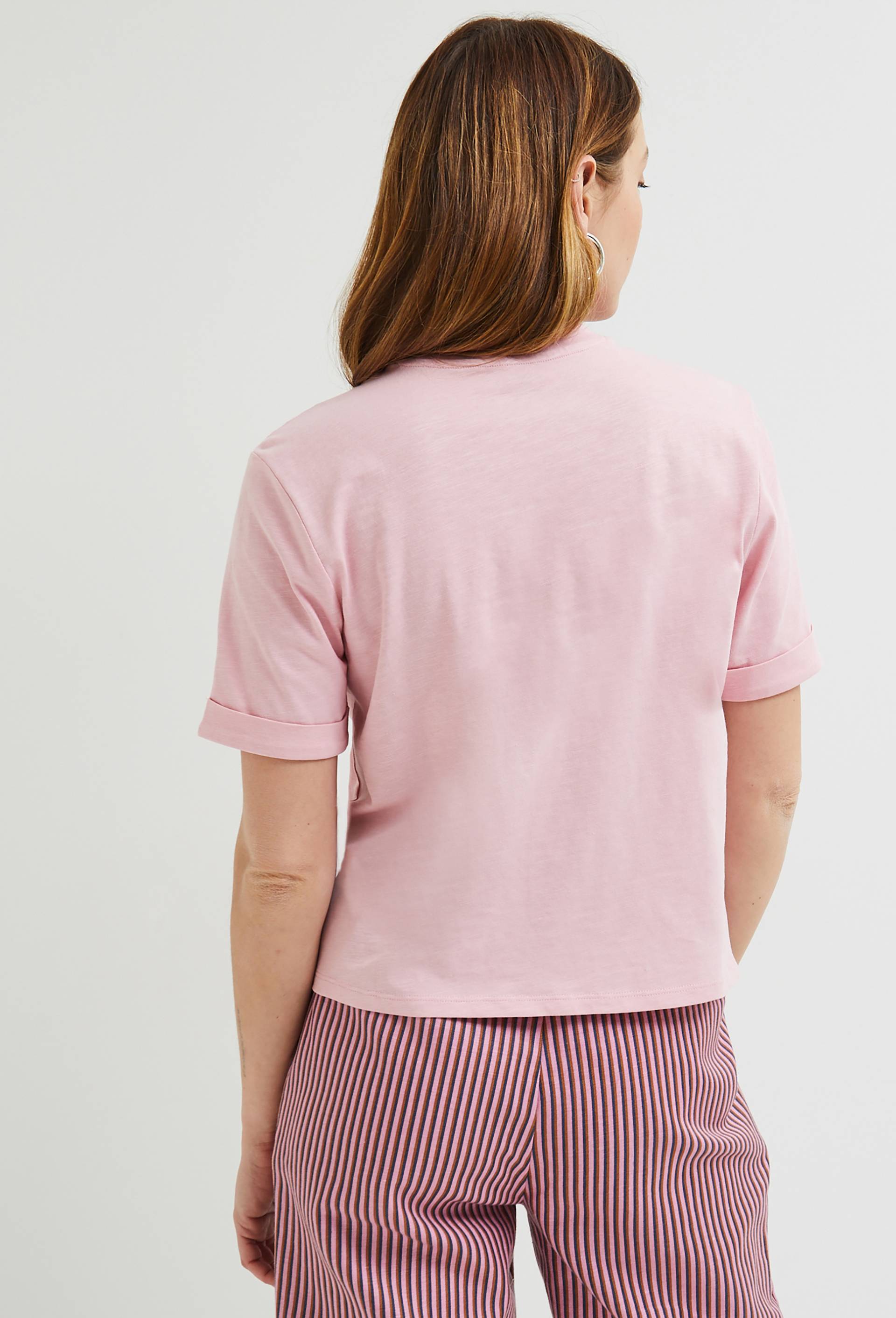 T.shirt avec imprimé placé en coton BIO, Rose, large image number 2