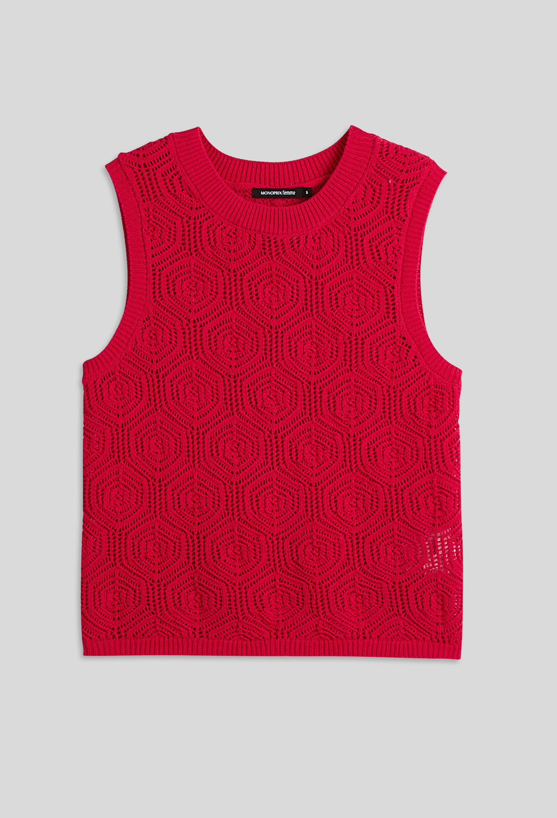 Top en crochet sans manches, Rose foncé, large image number 2.0