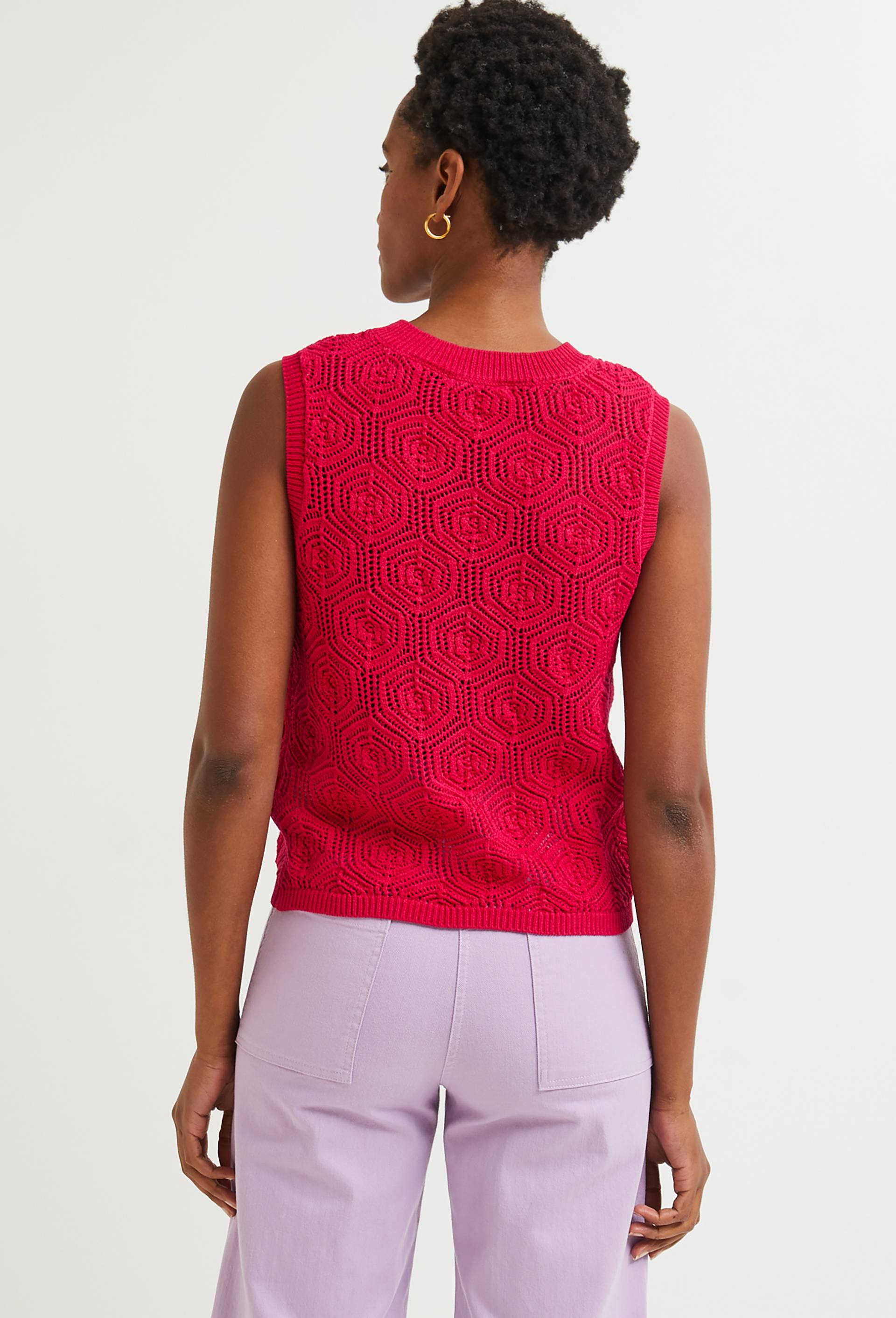 Top en crochet sans manches, Rose foncé, large image number 3.0