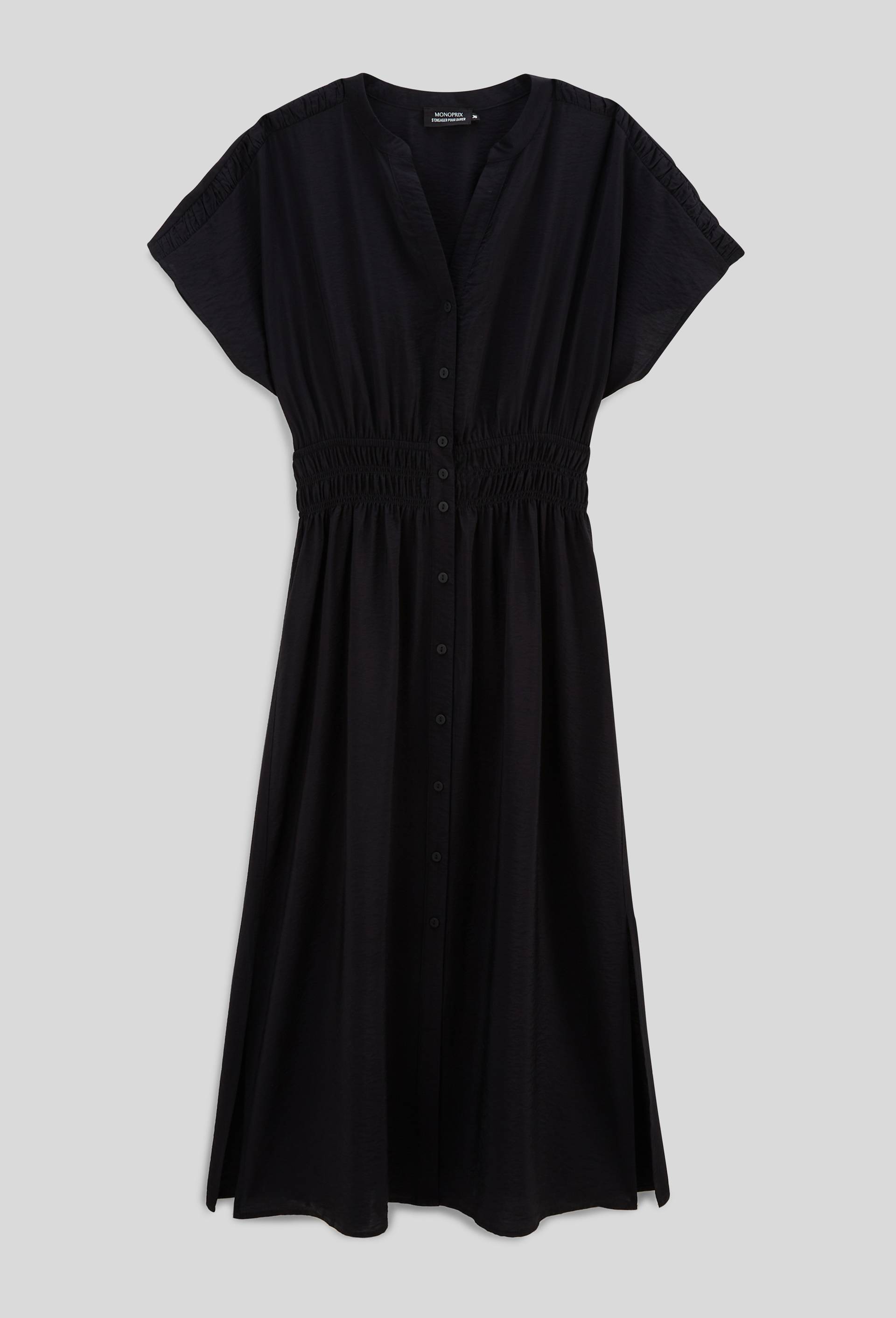 Robe midi cintrée unie, Noir, large image number 2.0