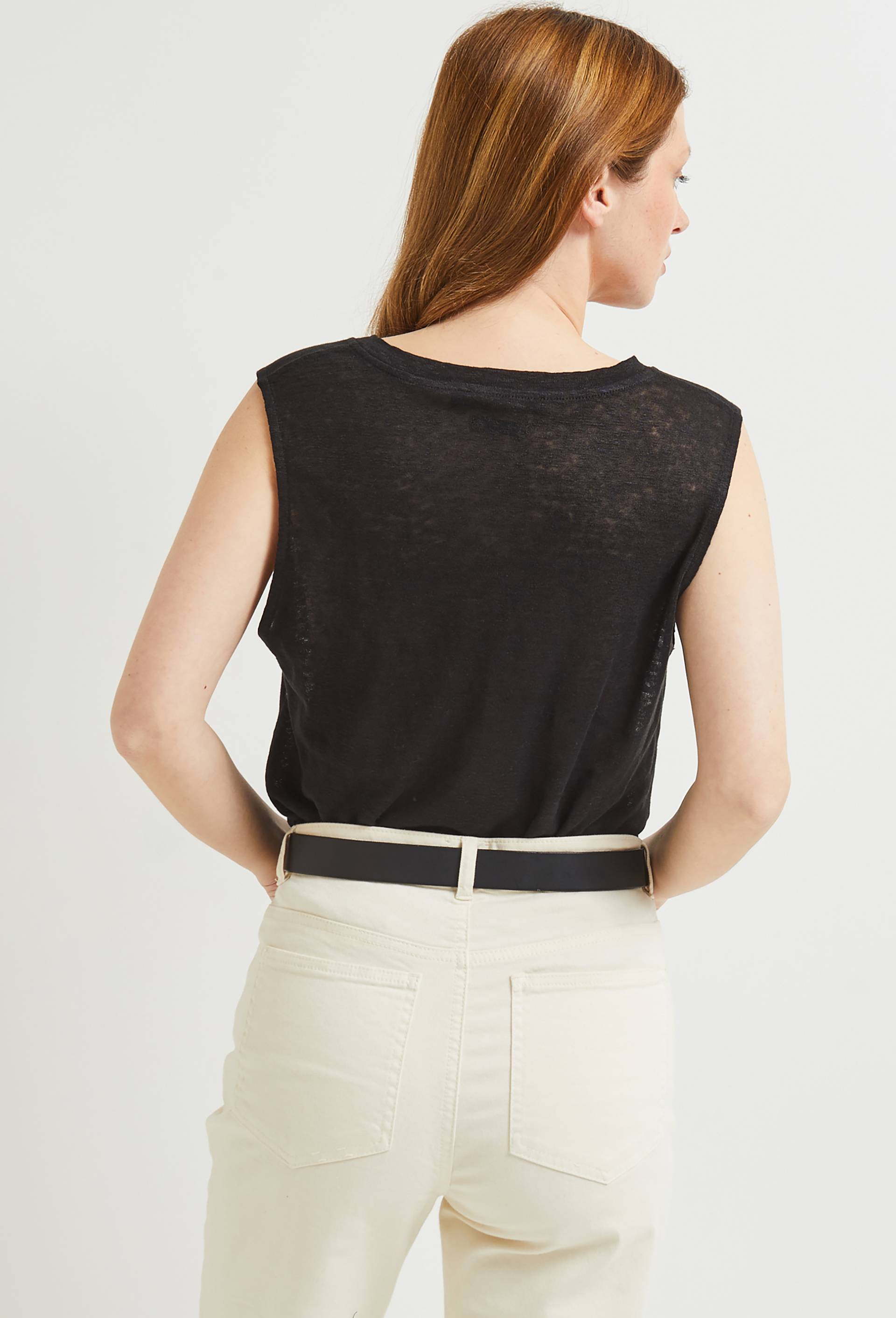 T.shirt uni en lin European Flax, Oeko-Tex, Noir, large image number 1