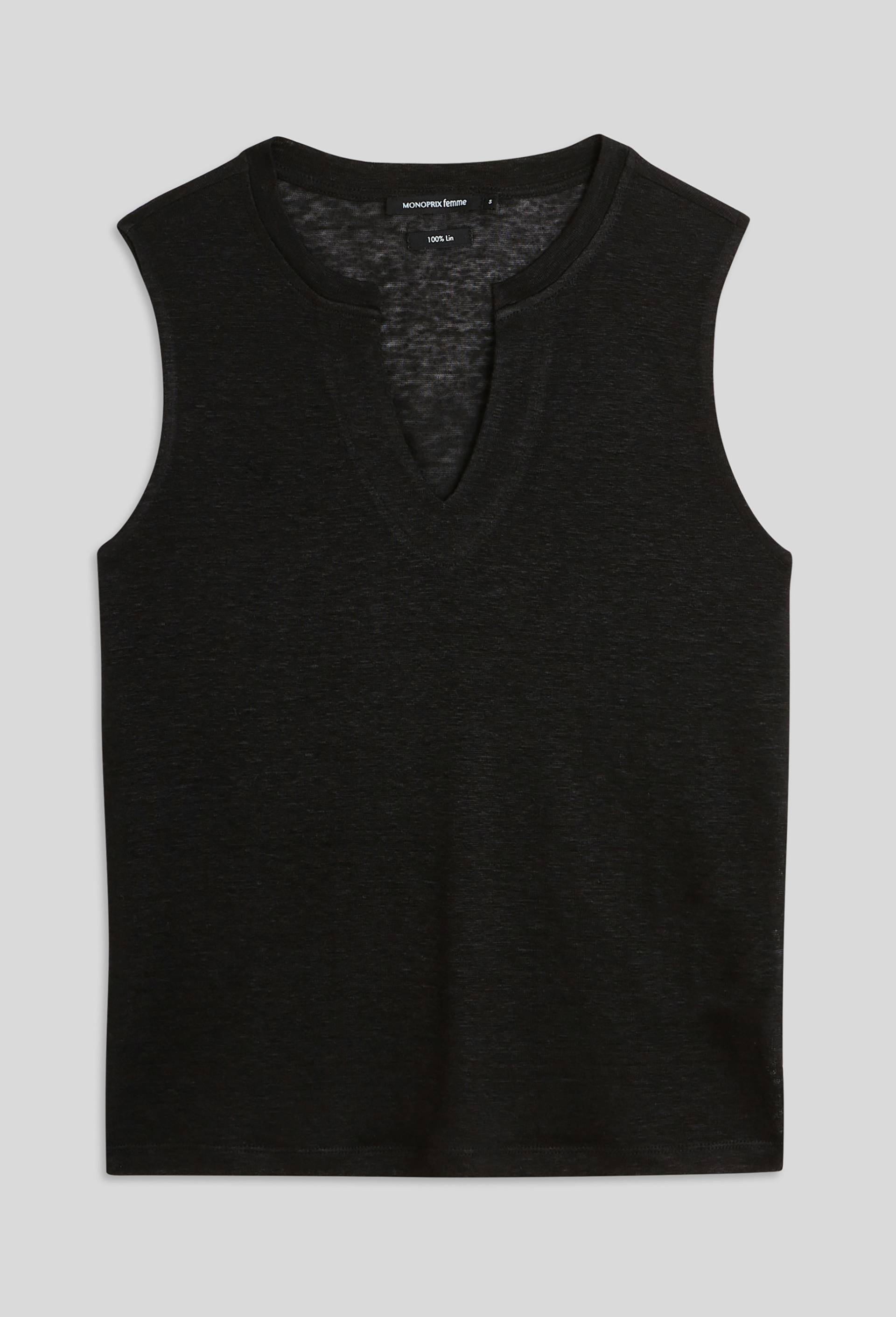 T.shirt uni en lin European Flax, Oeko-Tex, Noir, large image number 2.0