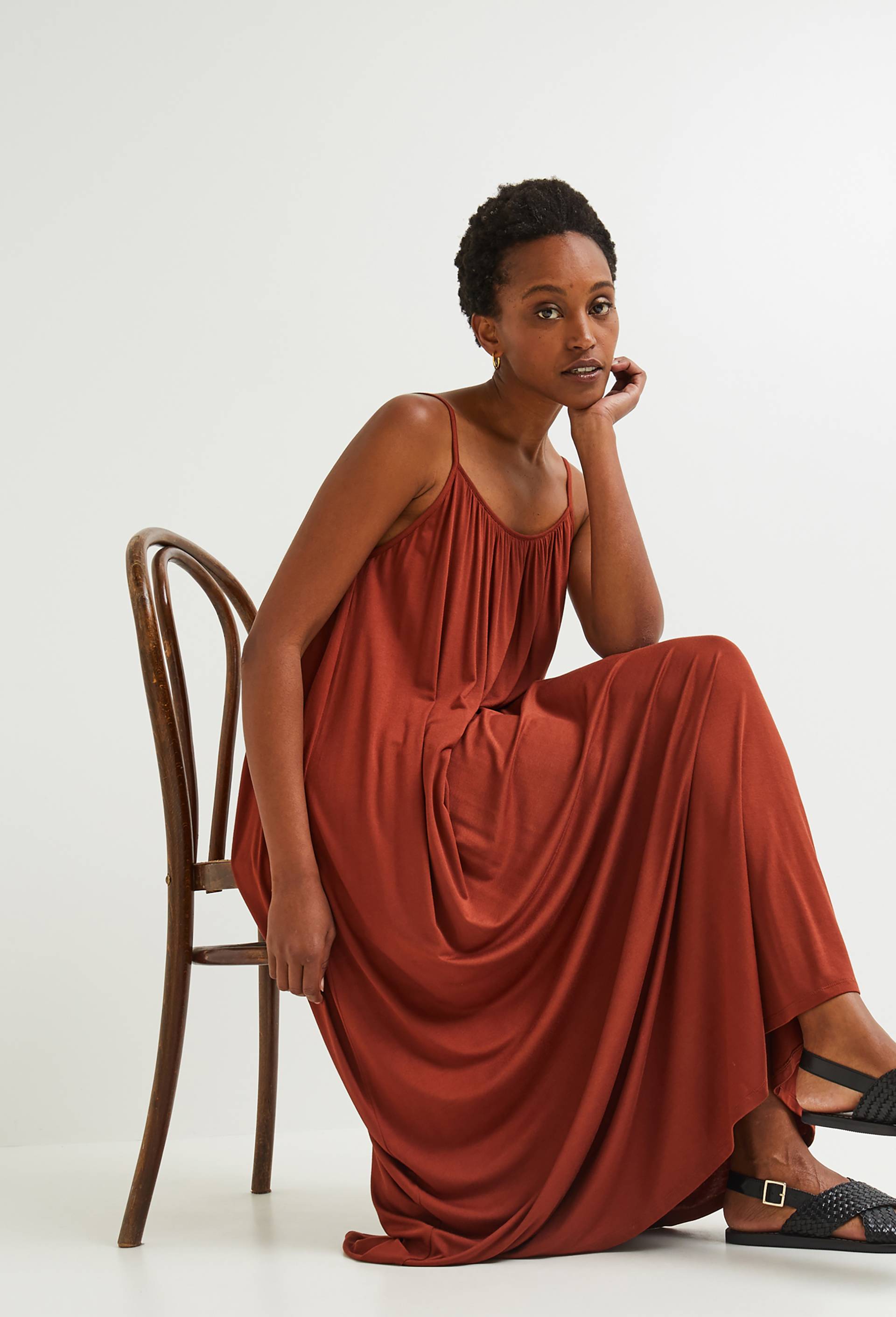 Robe décolleté dos, Brun, large image number 0