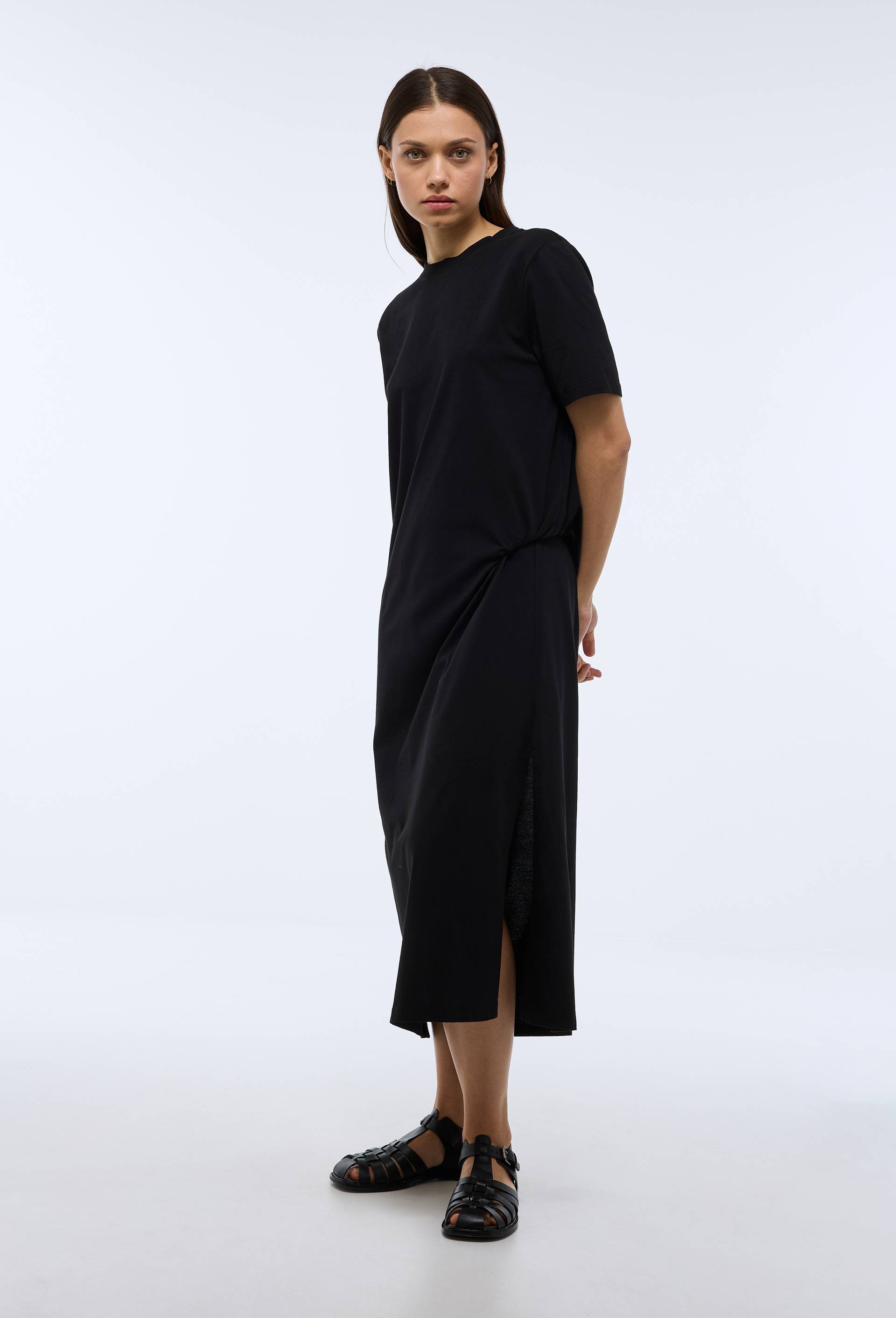 Robe t-shirt en coton BIO GOTS, Noir, large image number 0