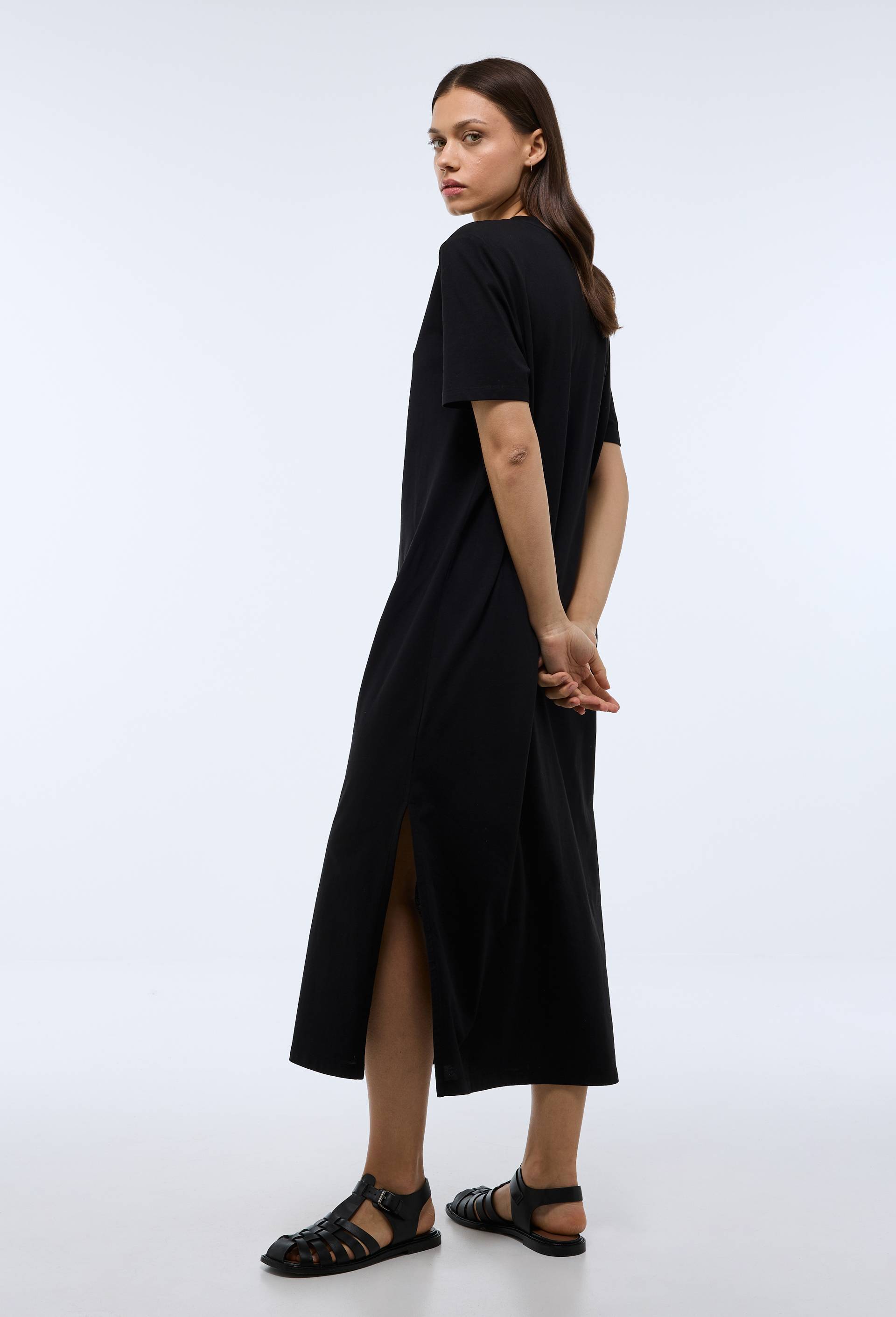 Robe t-shirt en coton BIO GOTS, Noir, large image number 1
