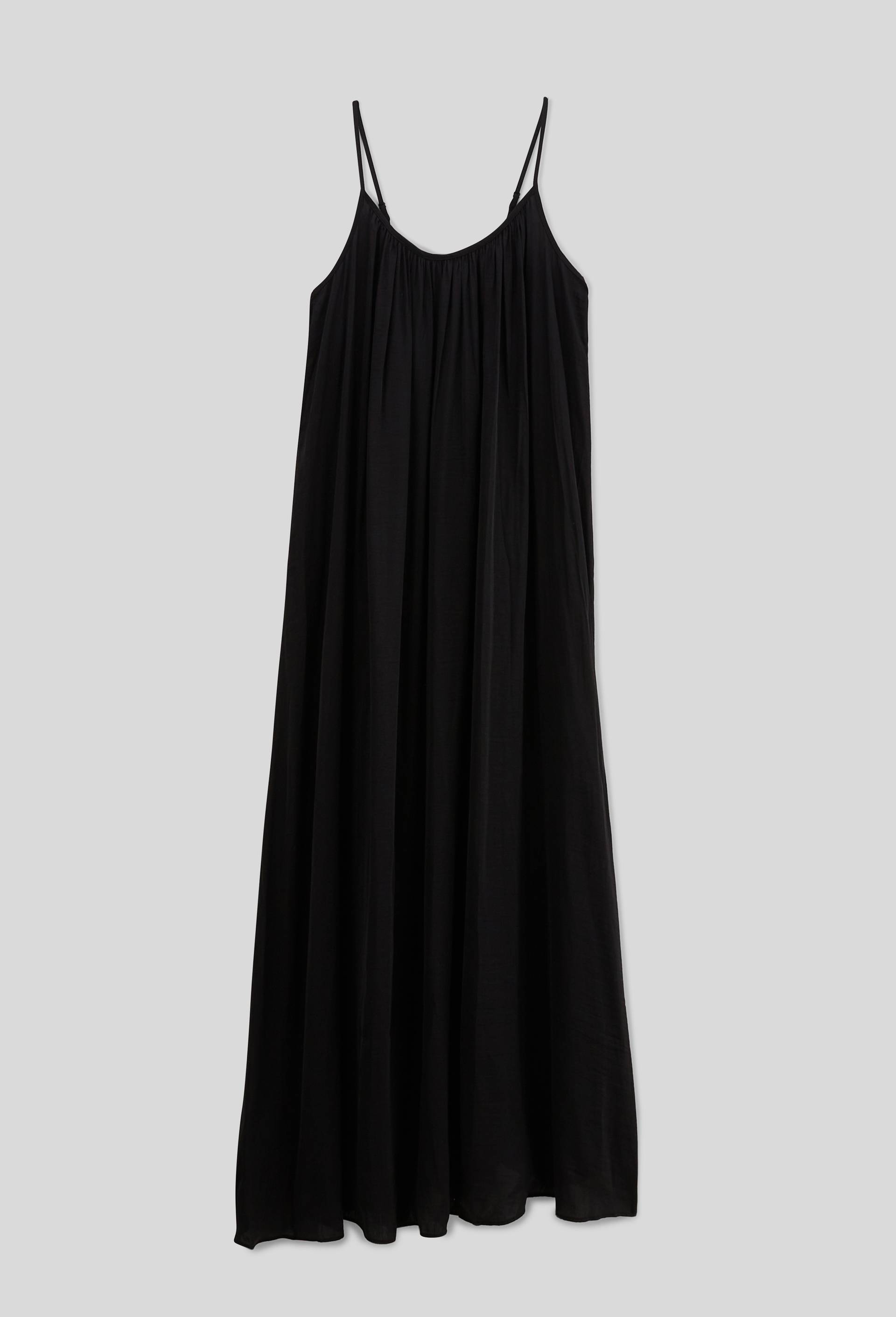 Robe ample satin&eacute;e &agrave; bretelles, Noir, large image number 2