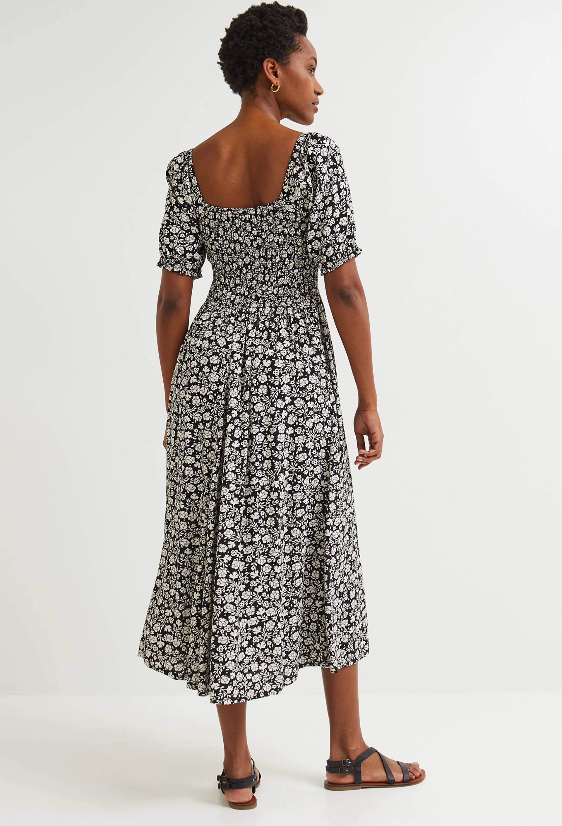 Robe midi imprimée, EcoVero, Noir, large image number 1