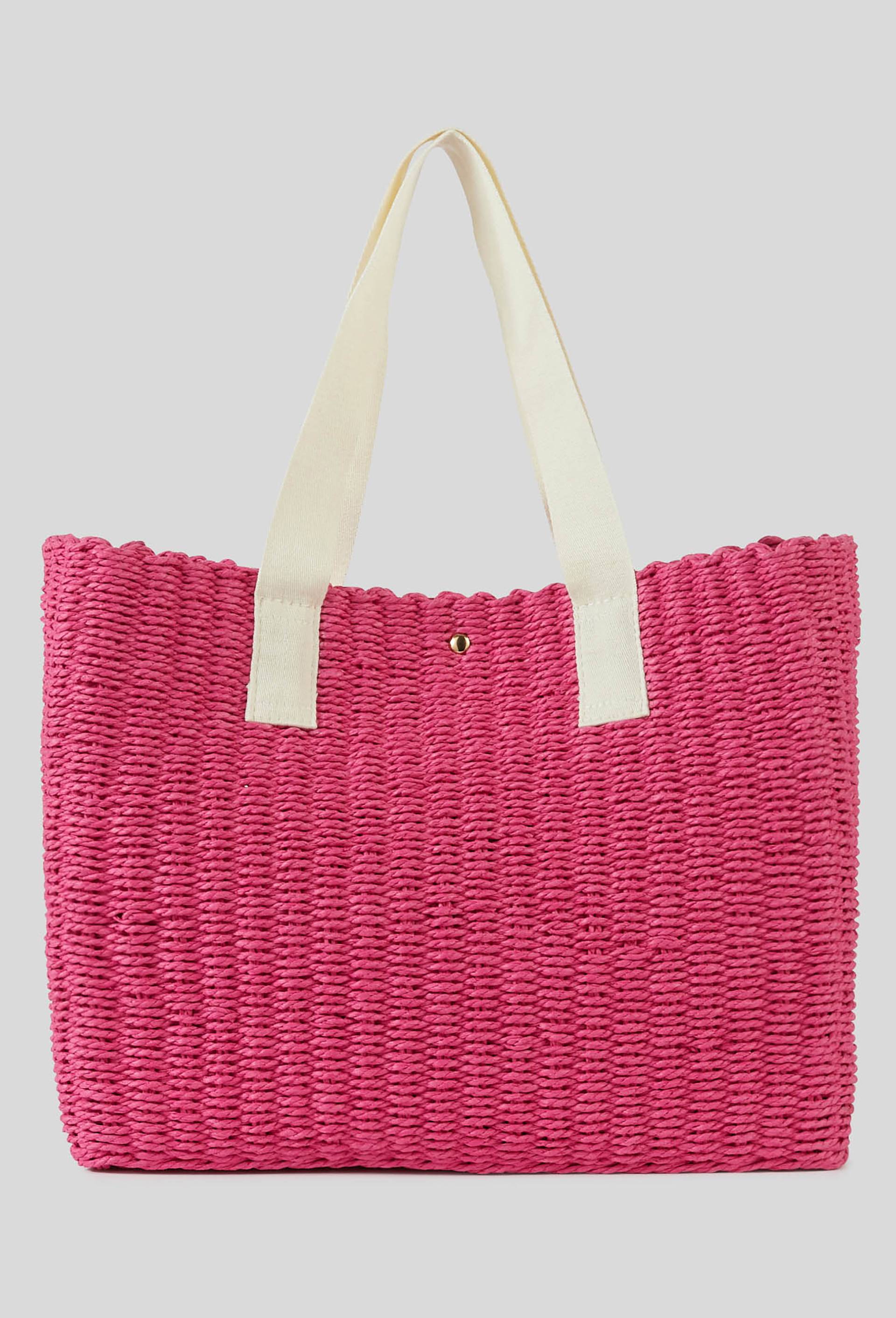 Panier en paille papier, Rose fonc&eacute;, large image number 0