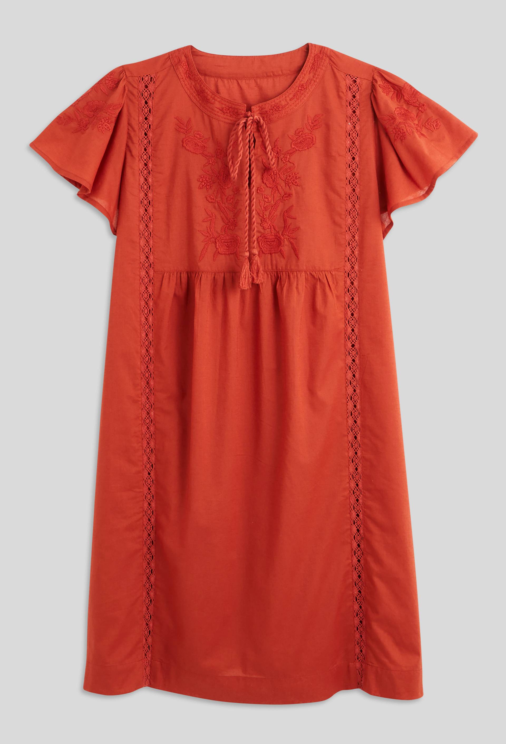 Chemise de nuit à broderies en coton, Bio, Rouge foncé, large image number 2.0