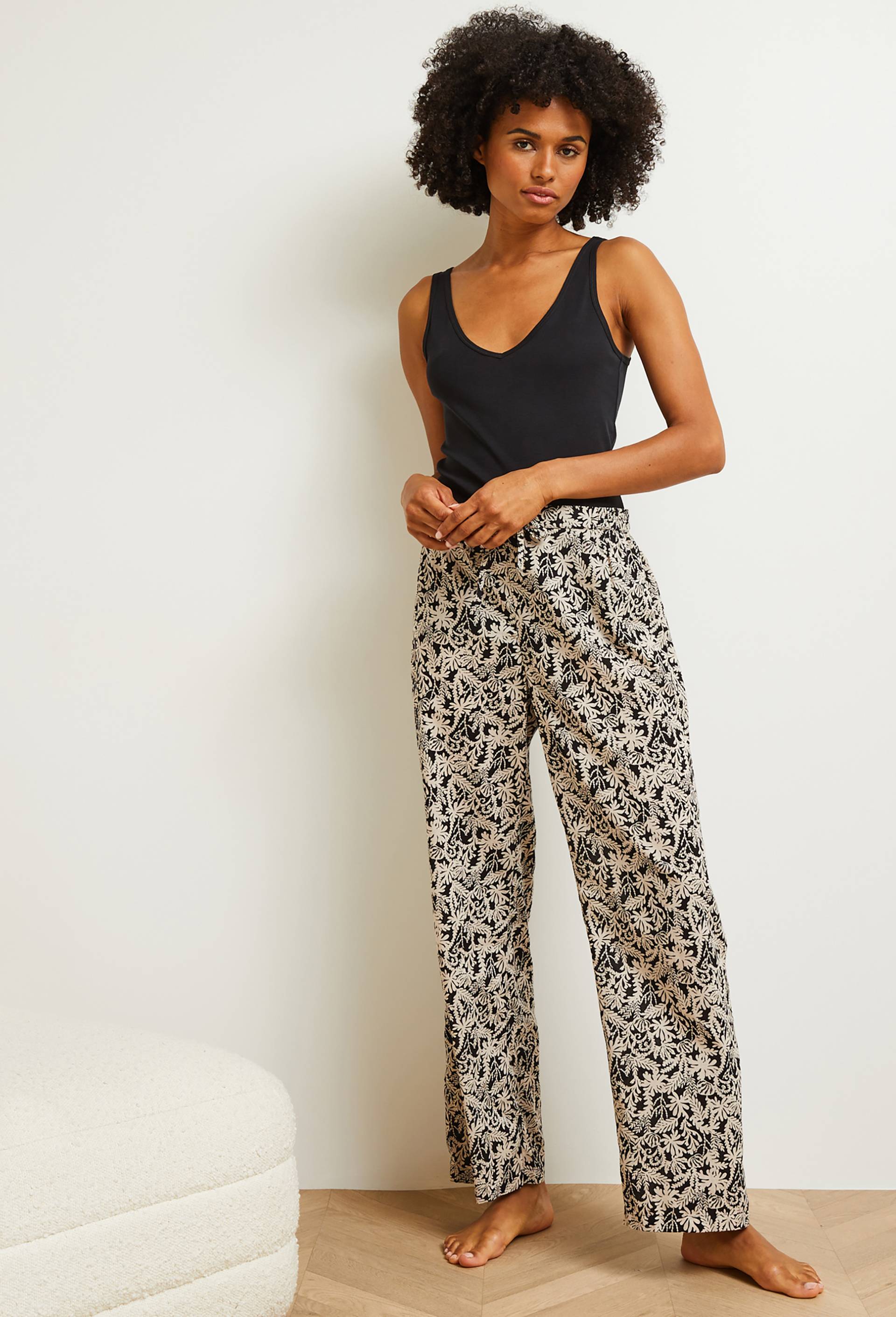 Pantalon large imprimé, Bio, Beige clair, large image number 0.0