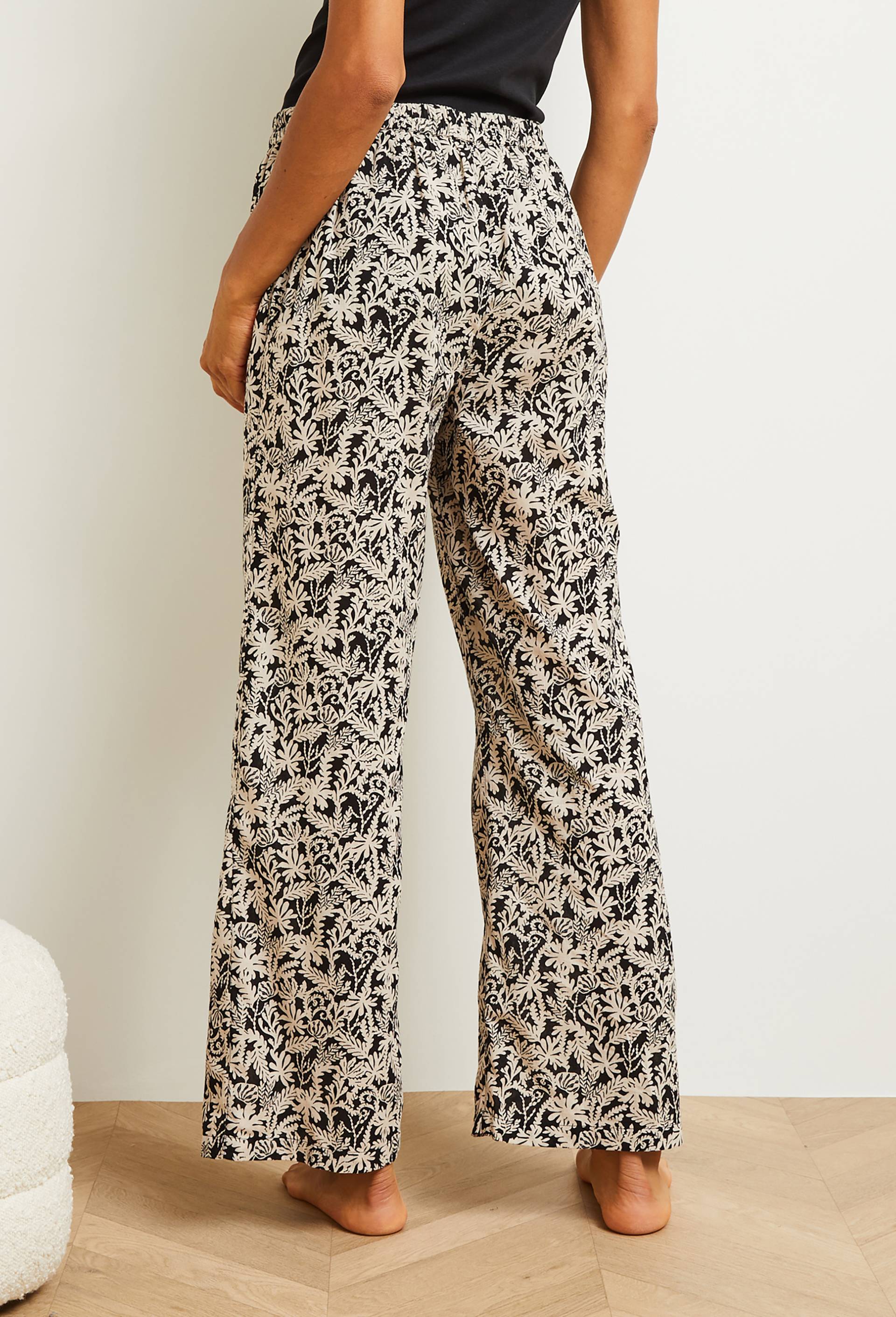 Pantalon large imprimé, Bio, Beige clair, large image number 1