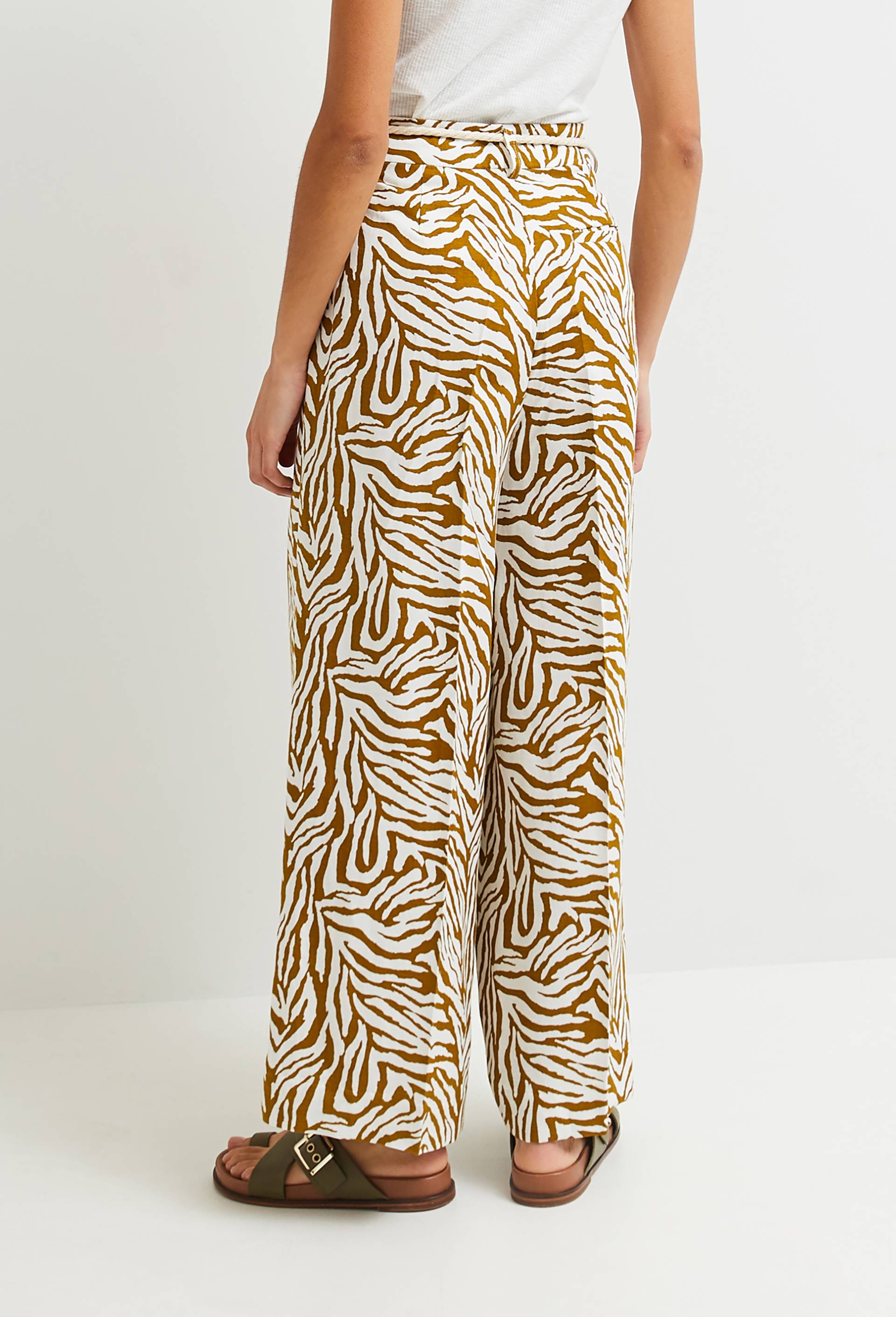 Pantalon large imprimé, certifié EcoVero, Jaune foncé, large image number 2.0