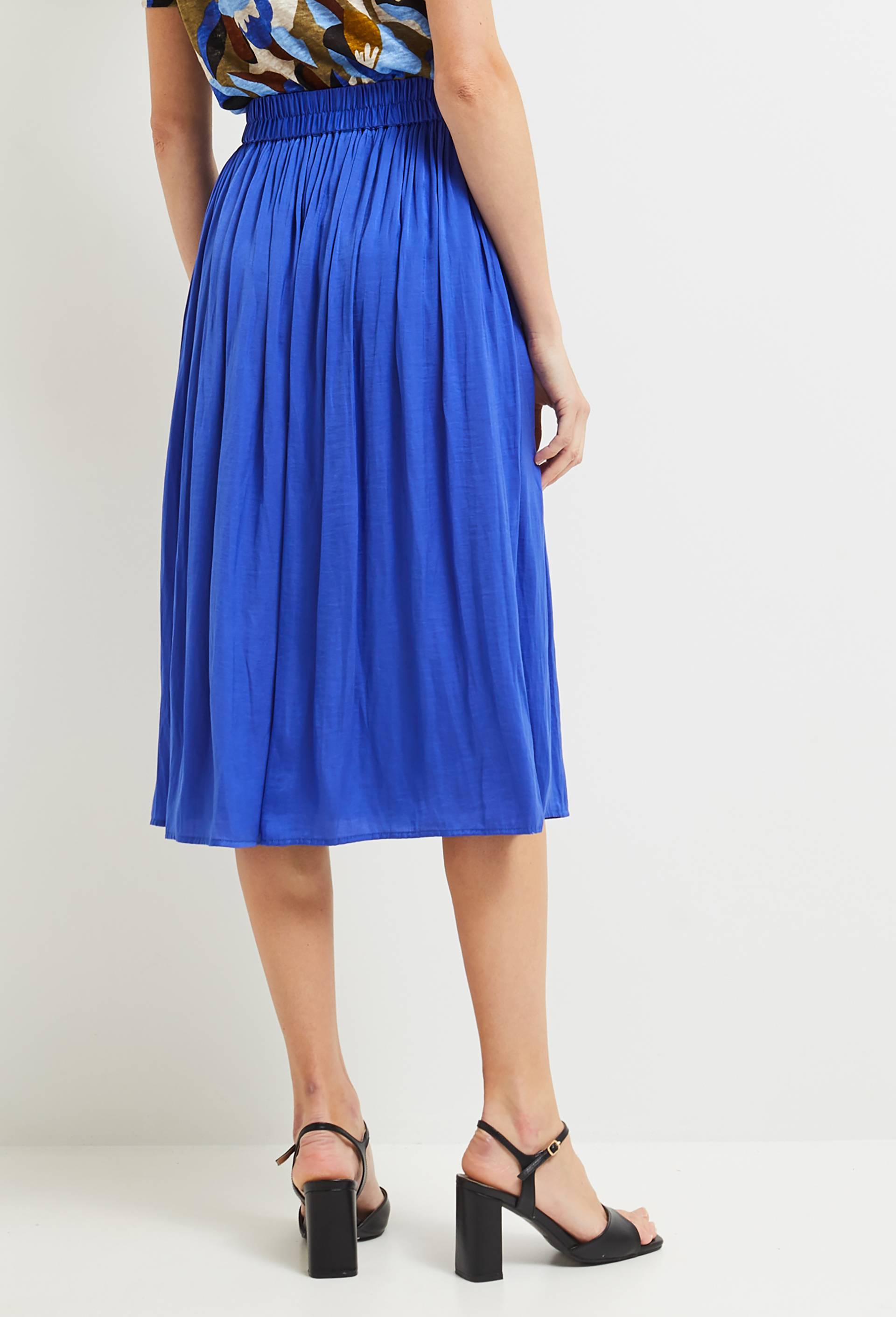 Jupe midi satinée, Bleu, large image number 1