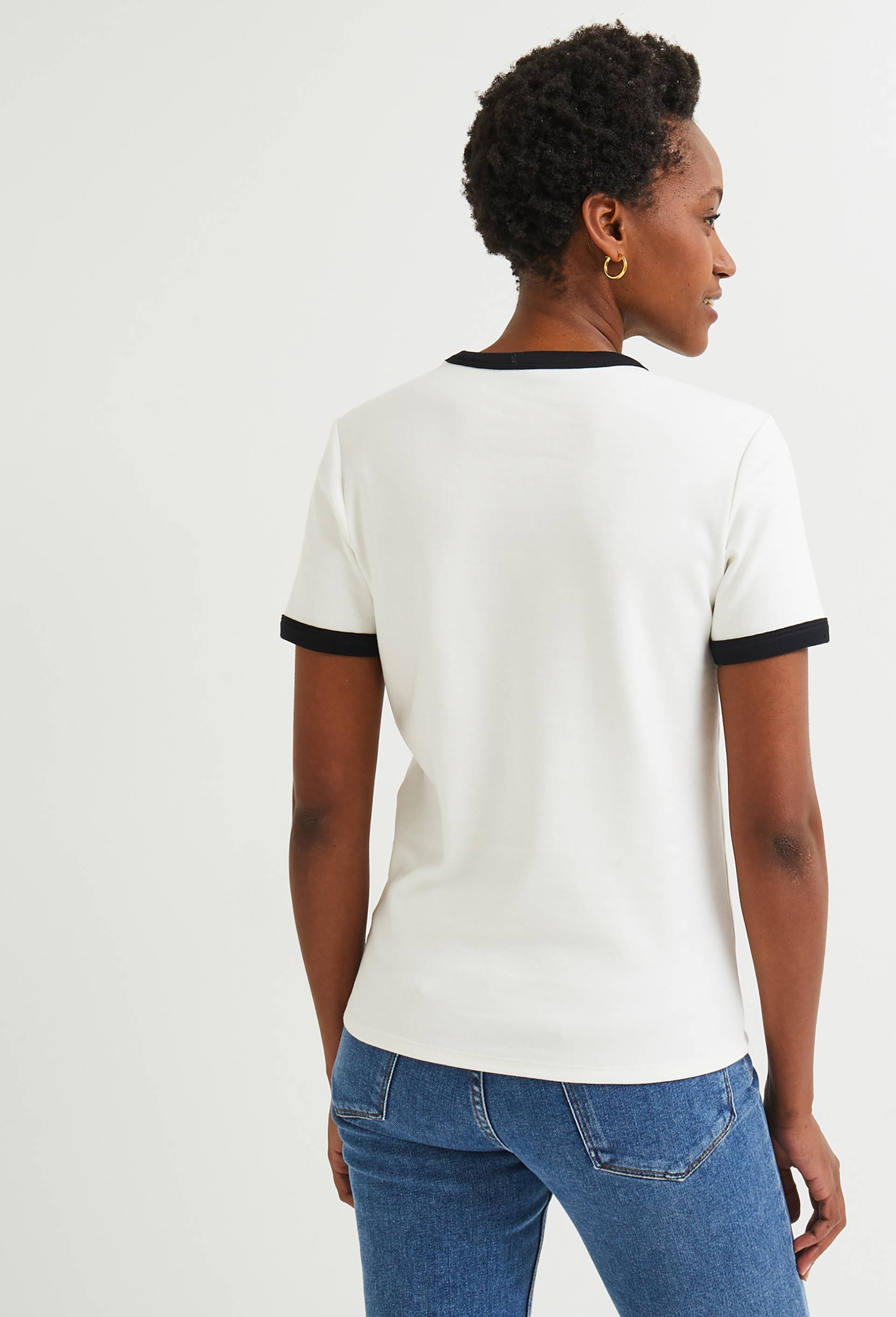T.shirt &agrave; message plac&eacute; en coton BIO, Ecru, large image number 1