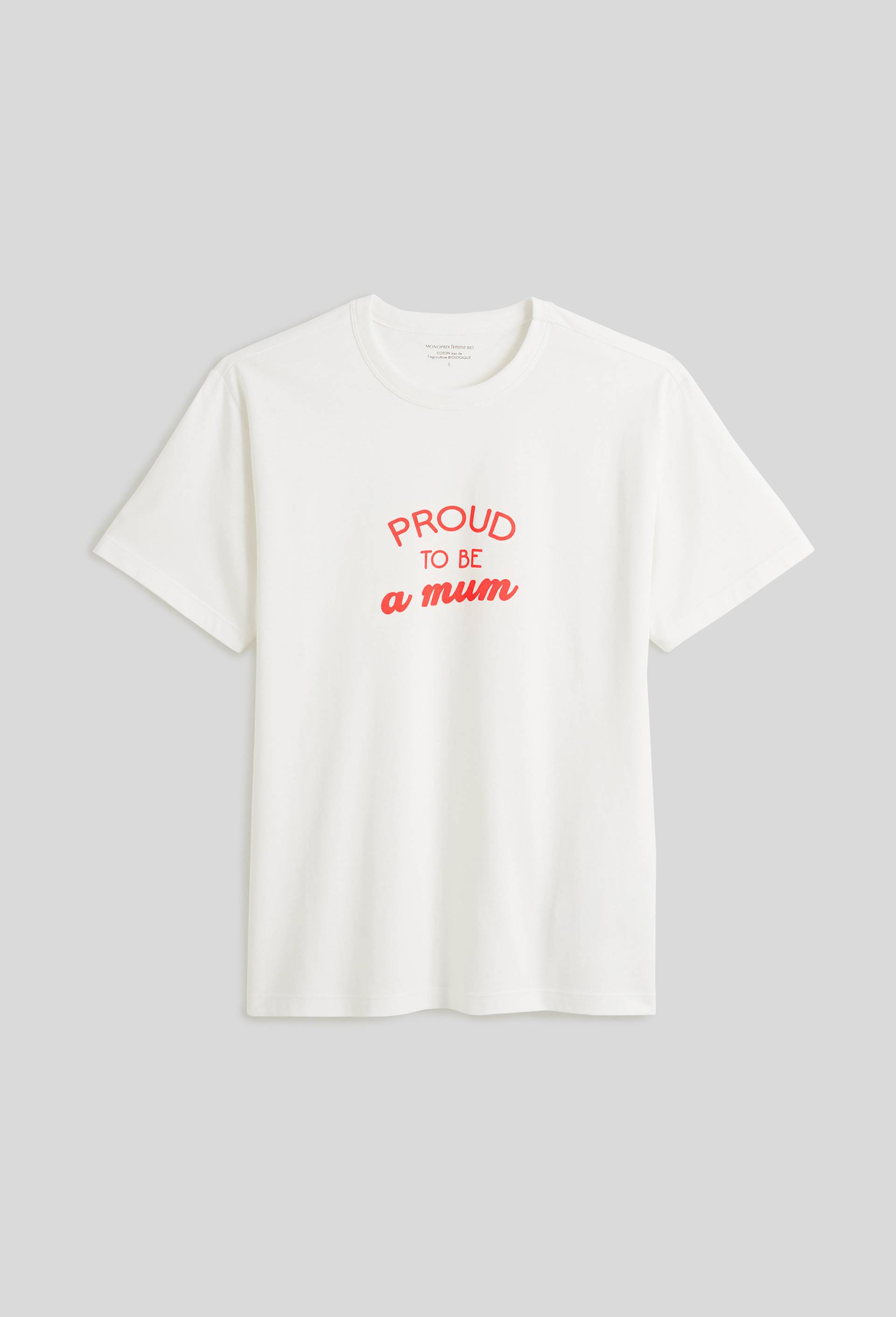T.shirt à message placé en coton BIO, Ecru, large image number 2.0