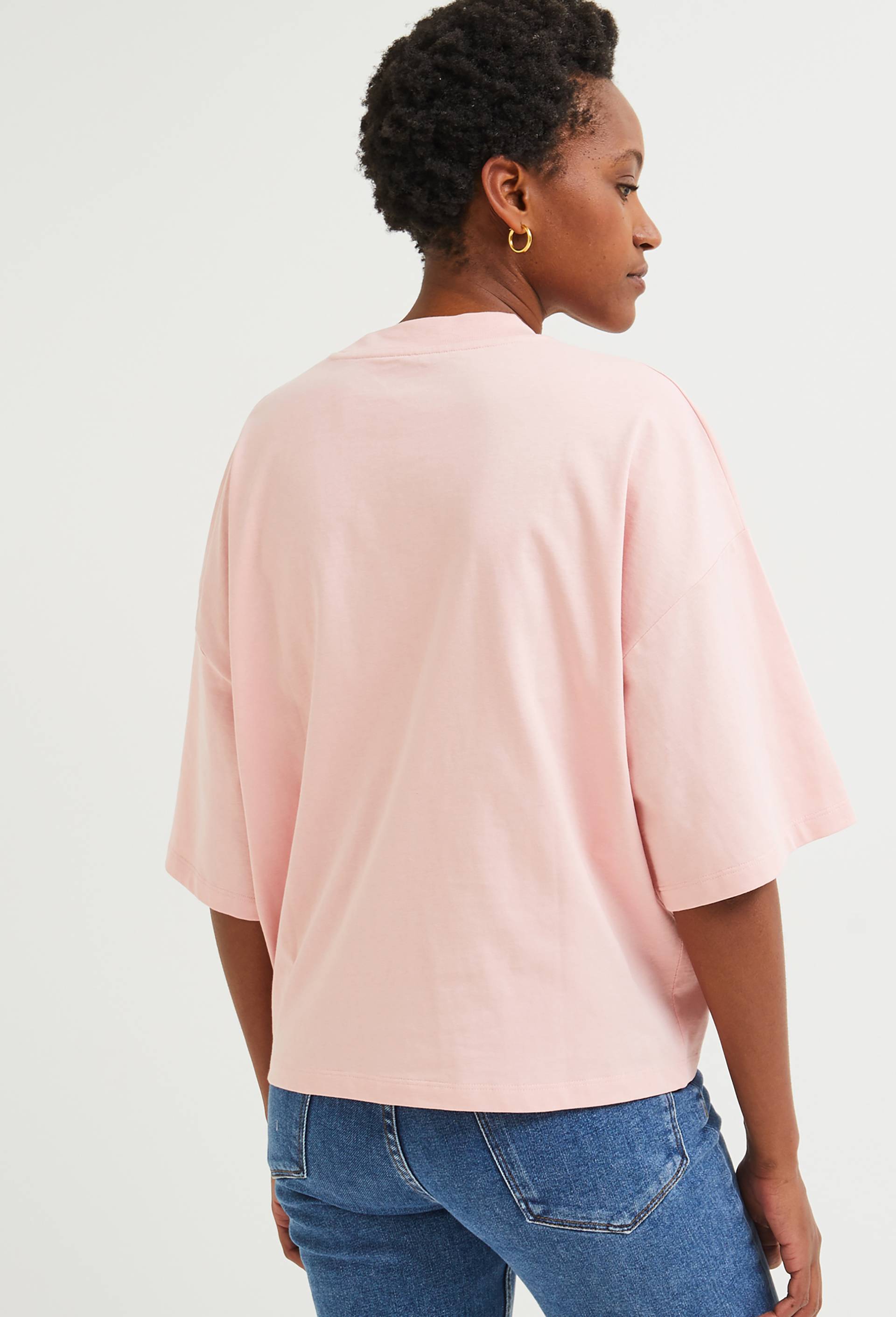 T.shirt à message placé en coton BIO, Rose, large image number 2.0