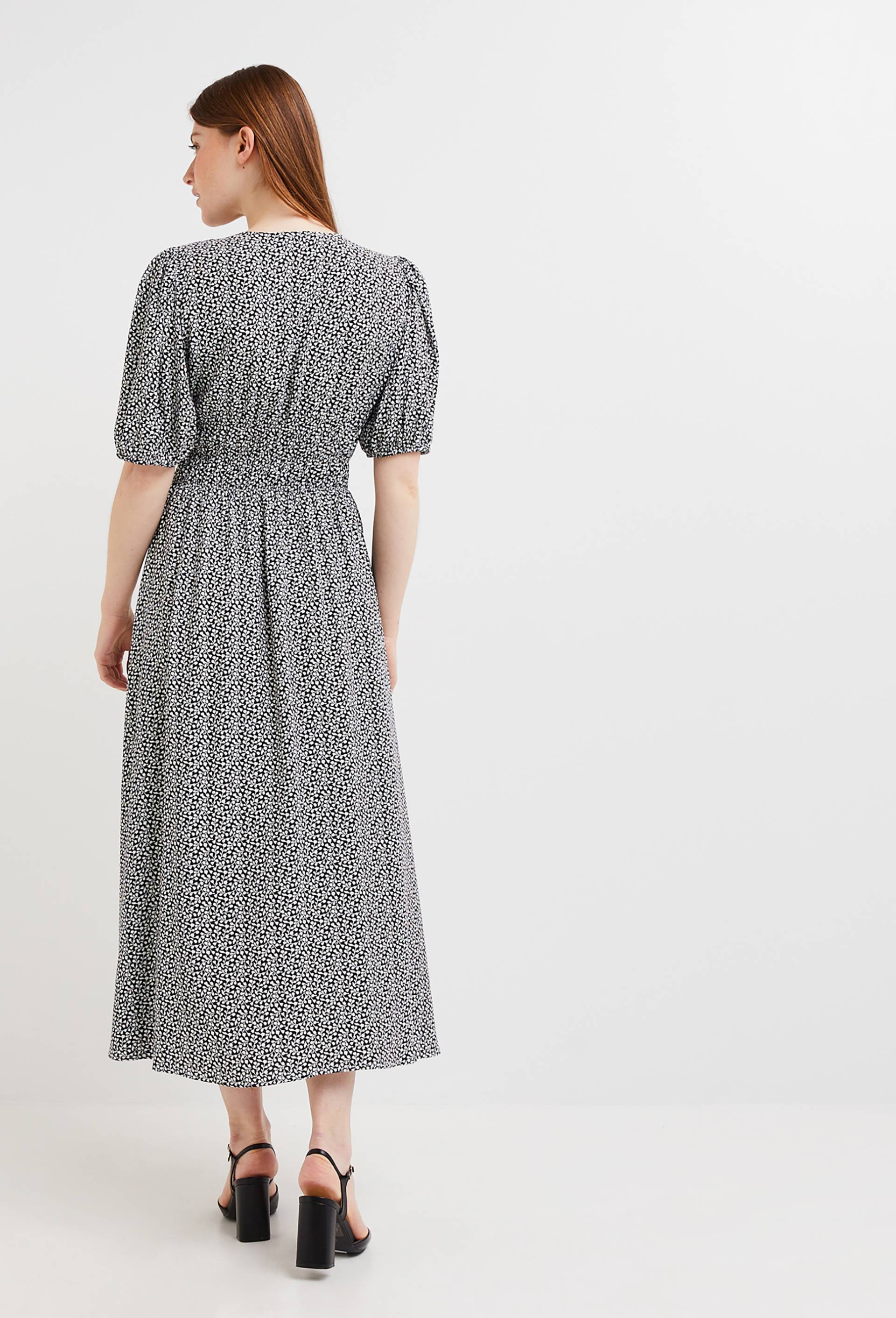 Robe midi elastiquée taille imprimée, EcoVero, Noir, large image number 3.0