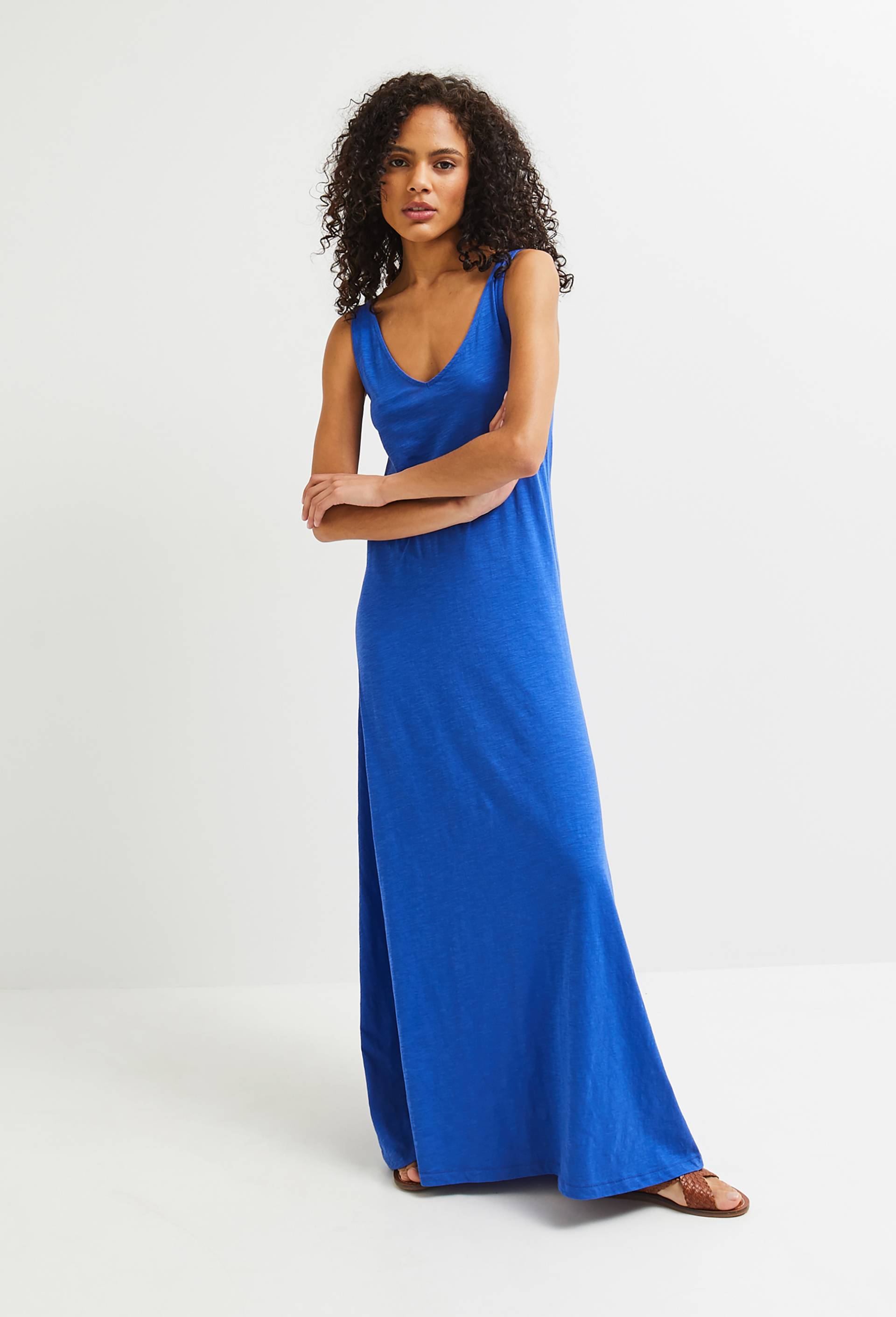 Robe longue unie en coton BIO GOTS, Bleu, large image number 0
